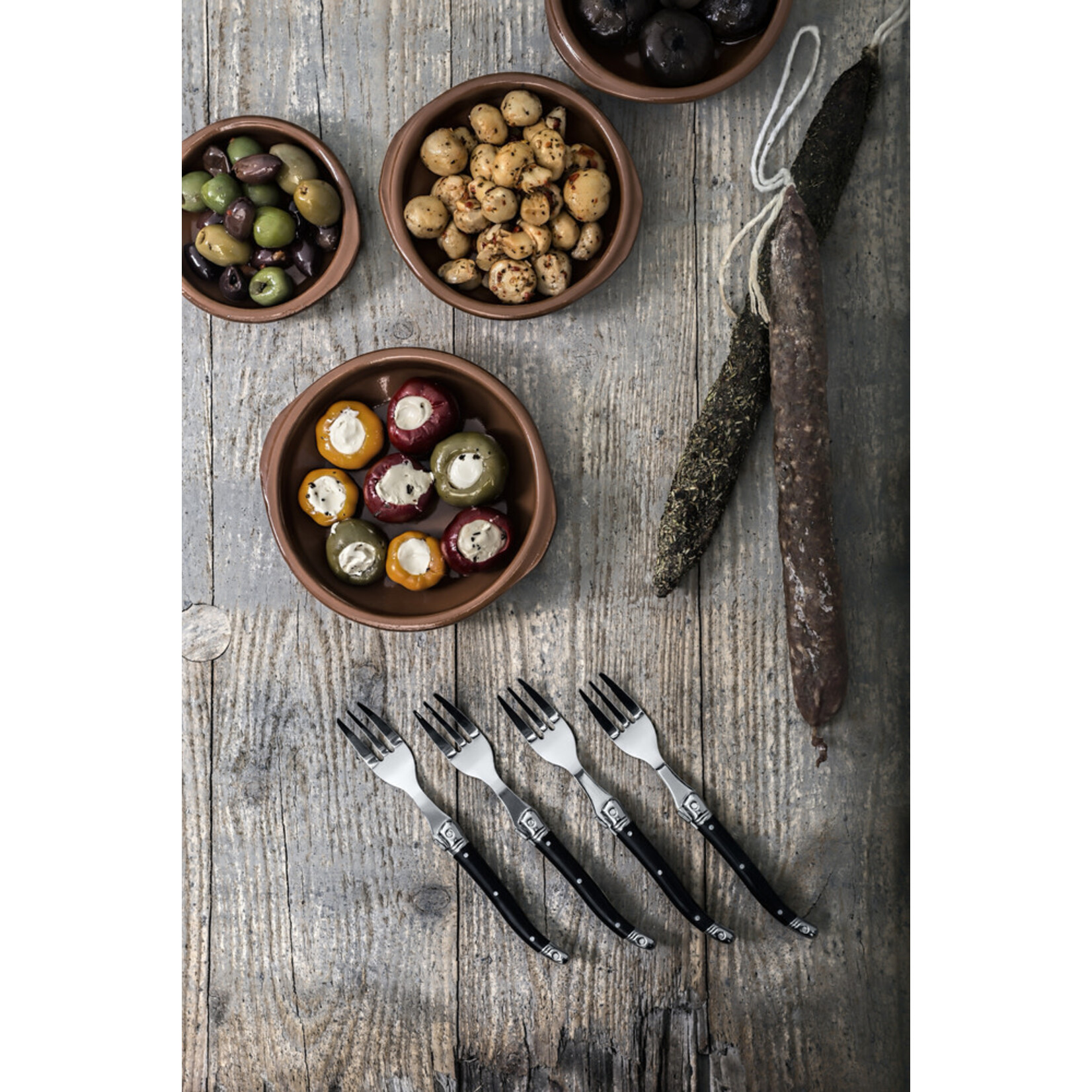 Style de Vie set-6 zwarte premium line taartvorken Laguiole Style de Vie taartvorken set-6 Laguiole 8718719301265