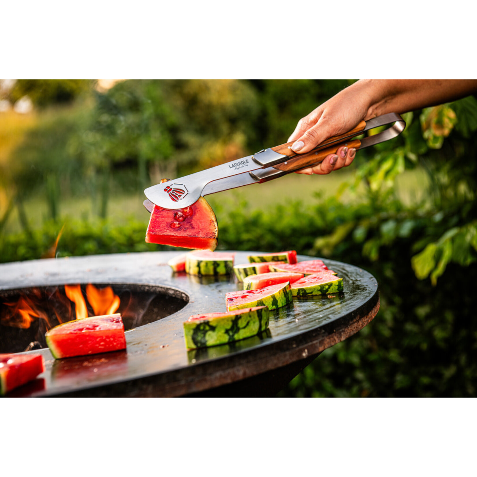 Lagiole Style de Vie BBQ set Style de Vie Luxury Line BBQ set spatel en tang met olijfhout Style de Vie LuxBBQSetOlive