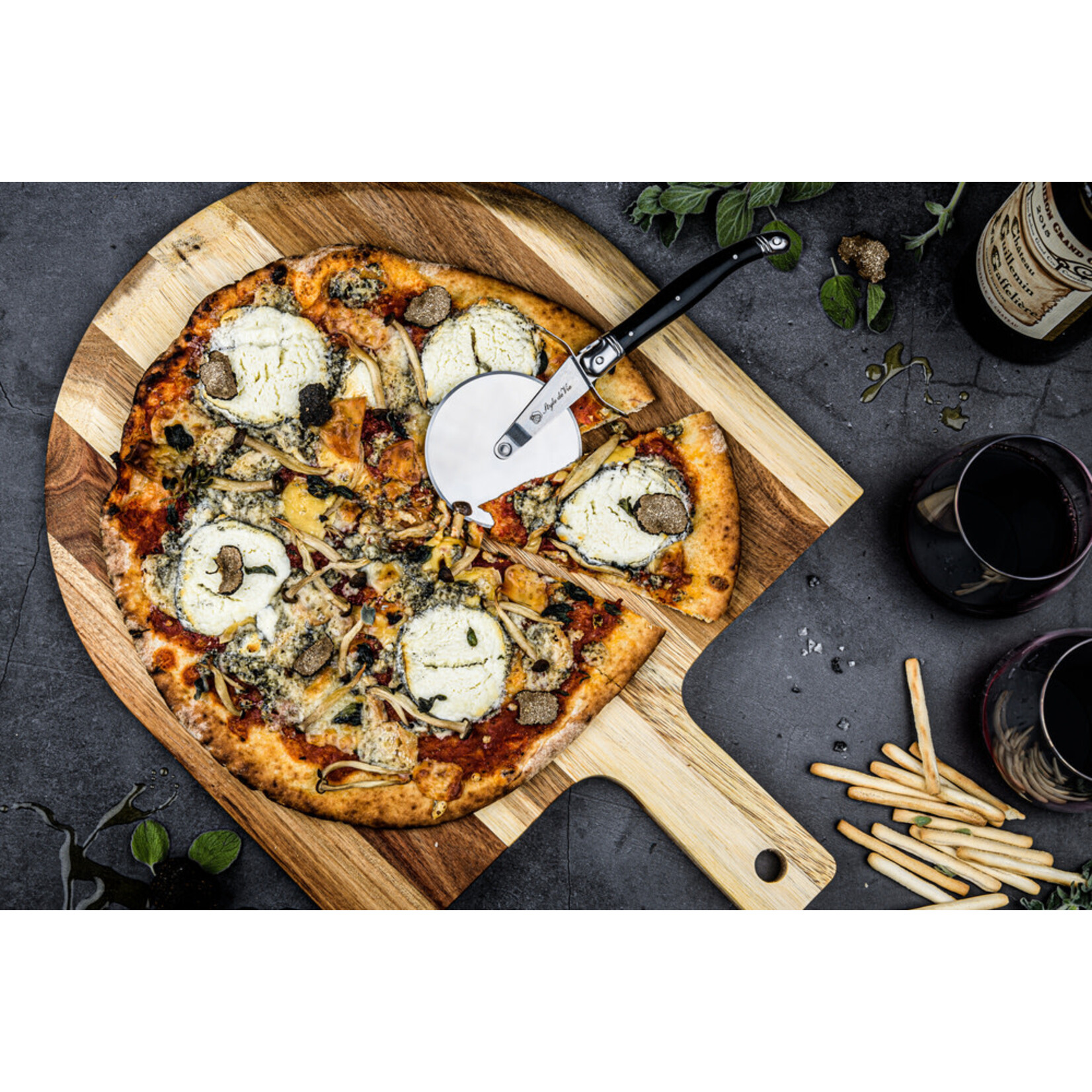 Lagiole Style de Vie Acacia pizzaplank met snijder Style de Vie Premium line Pizzasnijder met plank Style de Vie PremPizzaZw