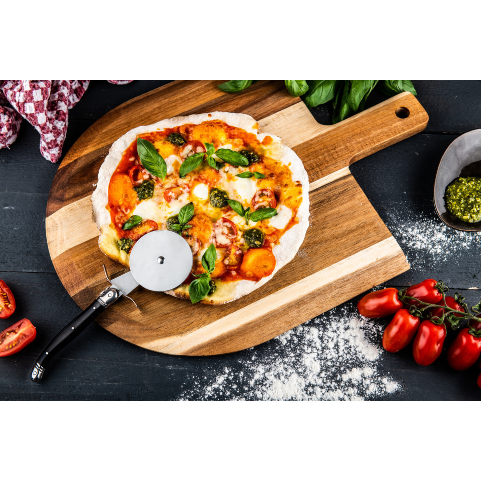 Lagiole Style de Vie Acacia pizzaplank met snijder Style de Vie Premium line Pizzasnijder met plank Style de Vie PremPizzaZw