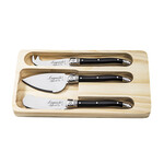 Lagiole Style de Vie set-3 zwarte premium line kaasmessen Laguiole Style de Vie kaasmessen KaasZwart3Del