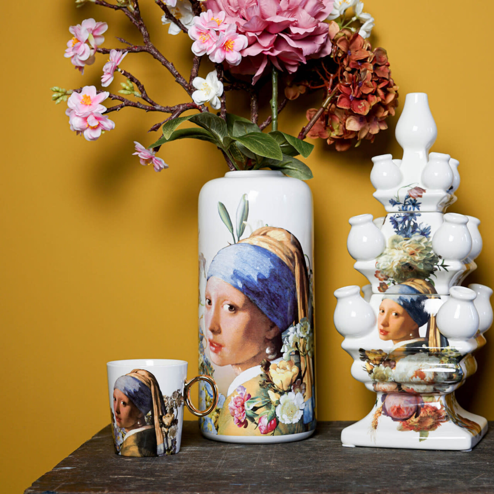 Heinen Delfts Blauw Tulpenvaas compleet Stapelgekte Vermeer Heinen Delfts Blauw D0393