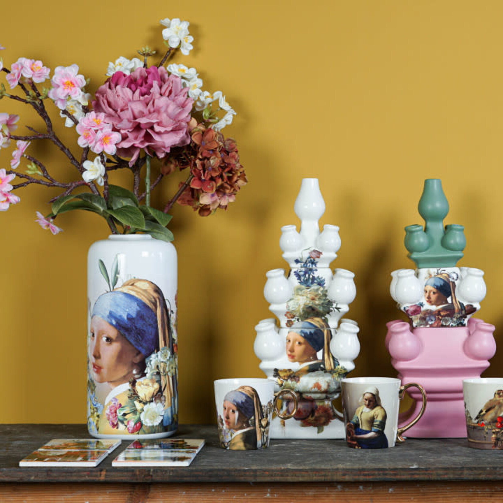 Heinen Delfts Blauw Tulpenvaas compleet Stapelgekte Vermeer Heinen Delfts Blauw D0393