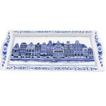 Heinen Delfts Blauw 30 x 15 cm cakeschaal grachtenpanden Heinen Delfts Blauw D0488