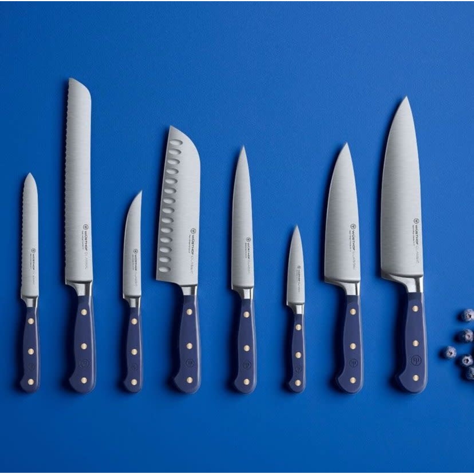 Wüsthof, messen uit Solingen gemaakt onder leiding van de 5e generatie familie Wusthof 17 cm Santoku mes Wusthof Classic Santokumes 17 cm Classic Wild Blueberry Wusthof 1061731817