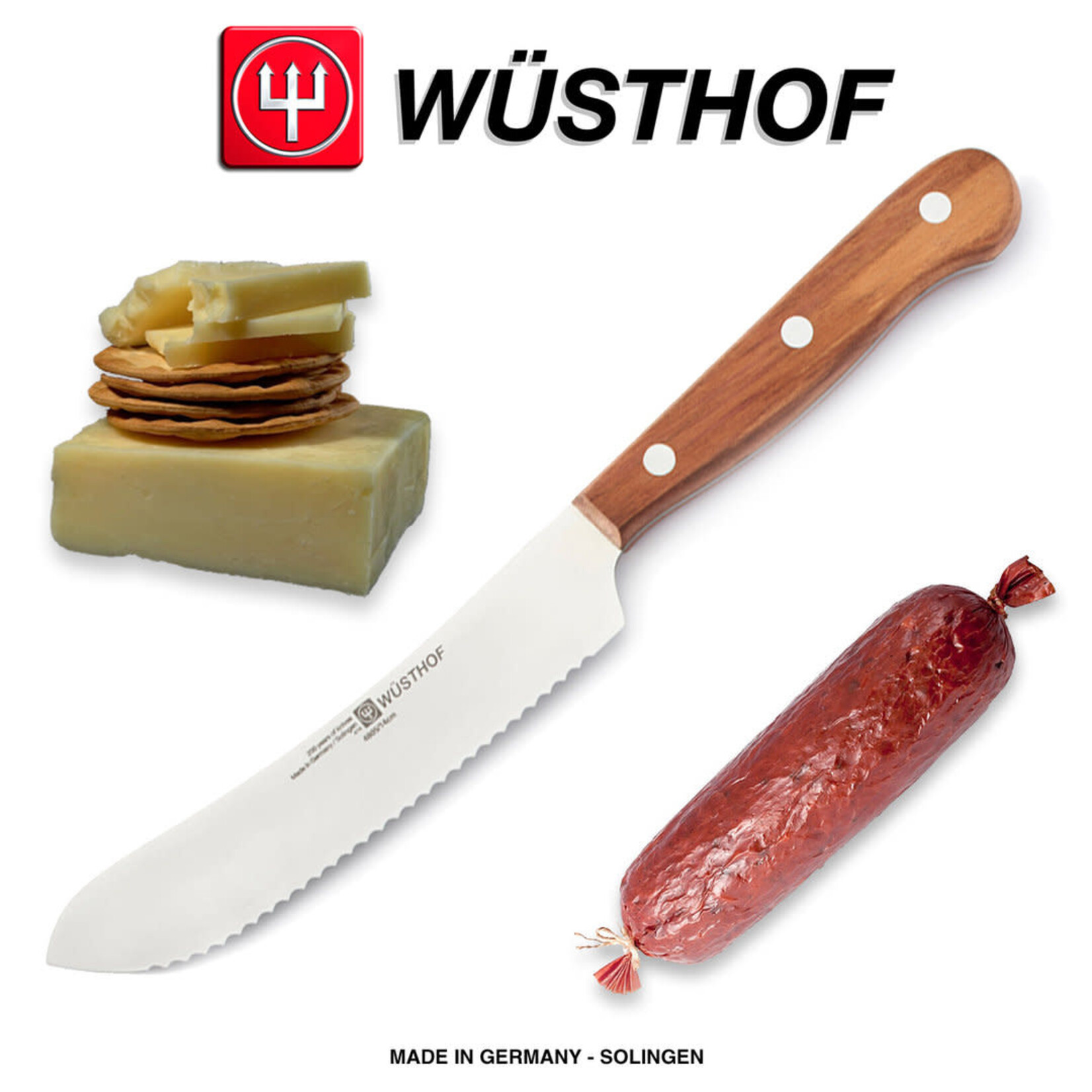 Wüsthof, messen uit Solingen 3 delige Charcuterie set Wusthof Charcuterie set in houten kistje Wüsthof 9548
