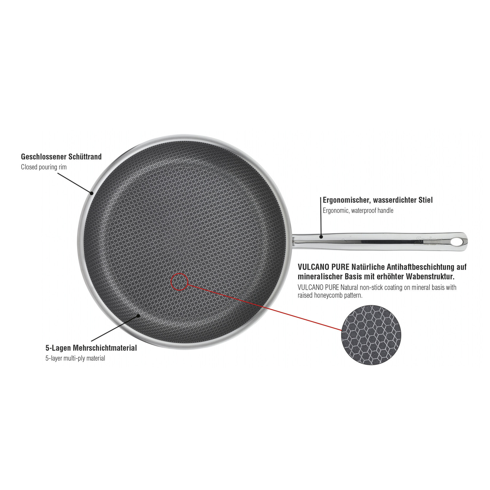 Spring 28 cm wok pan Spring Vulcano cut resist Pure 100 % PFAS-vrije Wok 28 cm Spring 1481486028