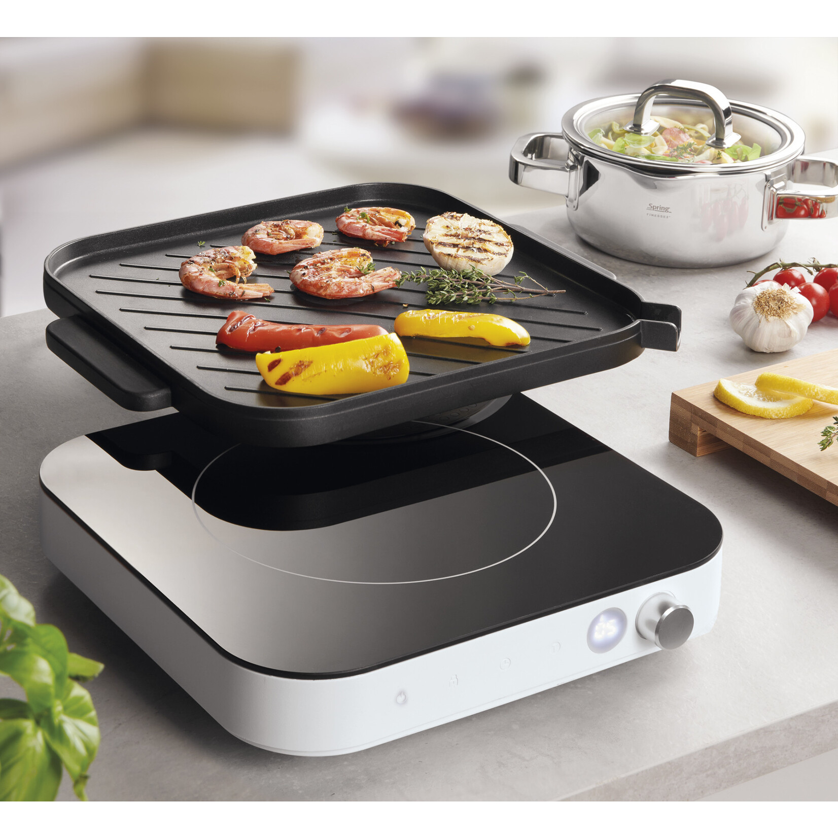 Spring Inductiekookplaat met bijpassende grillplaat Spring ELEKTRO LINE inductie kookplaat met grillpan Spring 3128285901