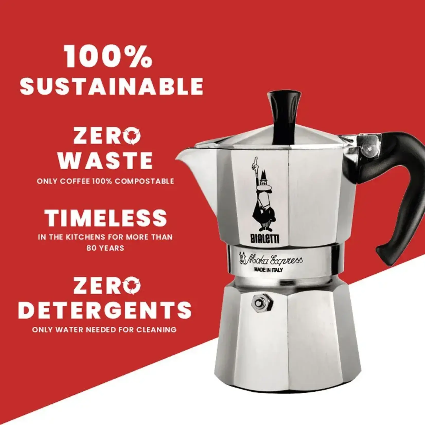 Bialetti De iconische Italiaanse espressomakers percolators 190 ml 4 kops Espressokoker Bialetti Moka Espress espressomaker 190 ml Bialetti 0001164