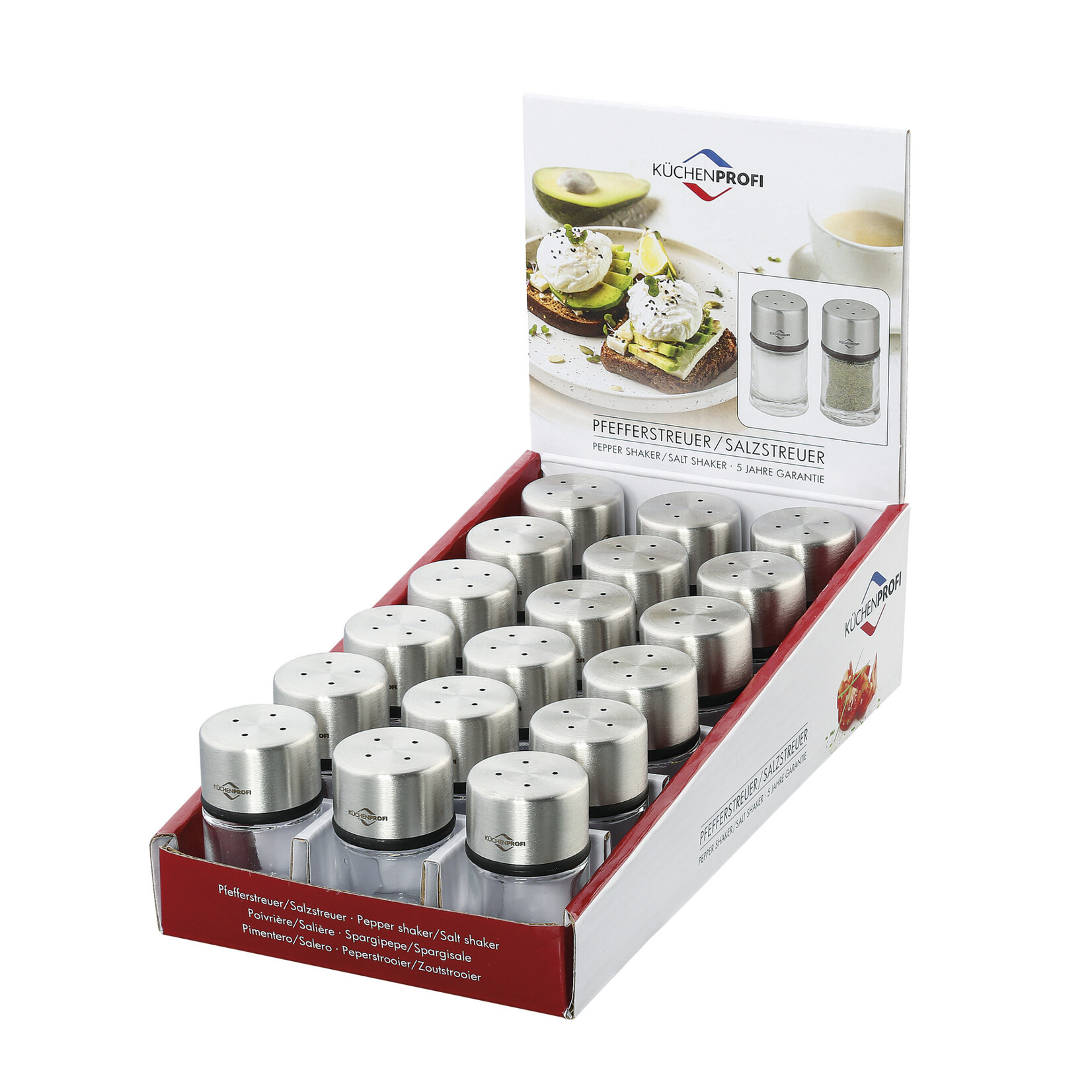 Kuchenprofi Ø 3 cm hoog 5 cm peper of zout strooier glas met rvs Kuchenprofi strooier Kuchenprofi 3003002800