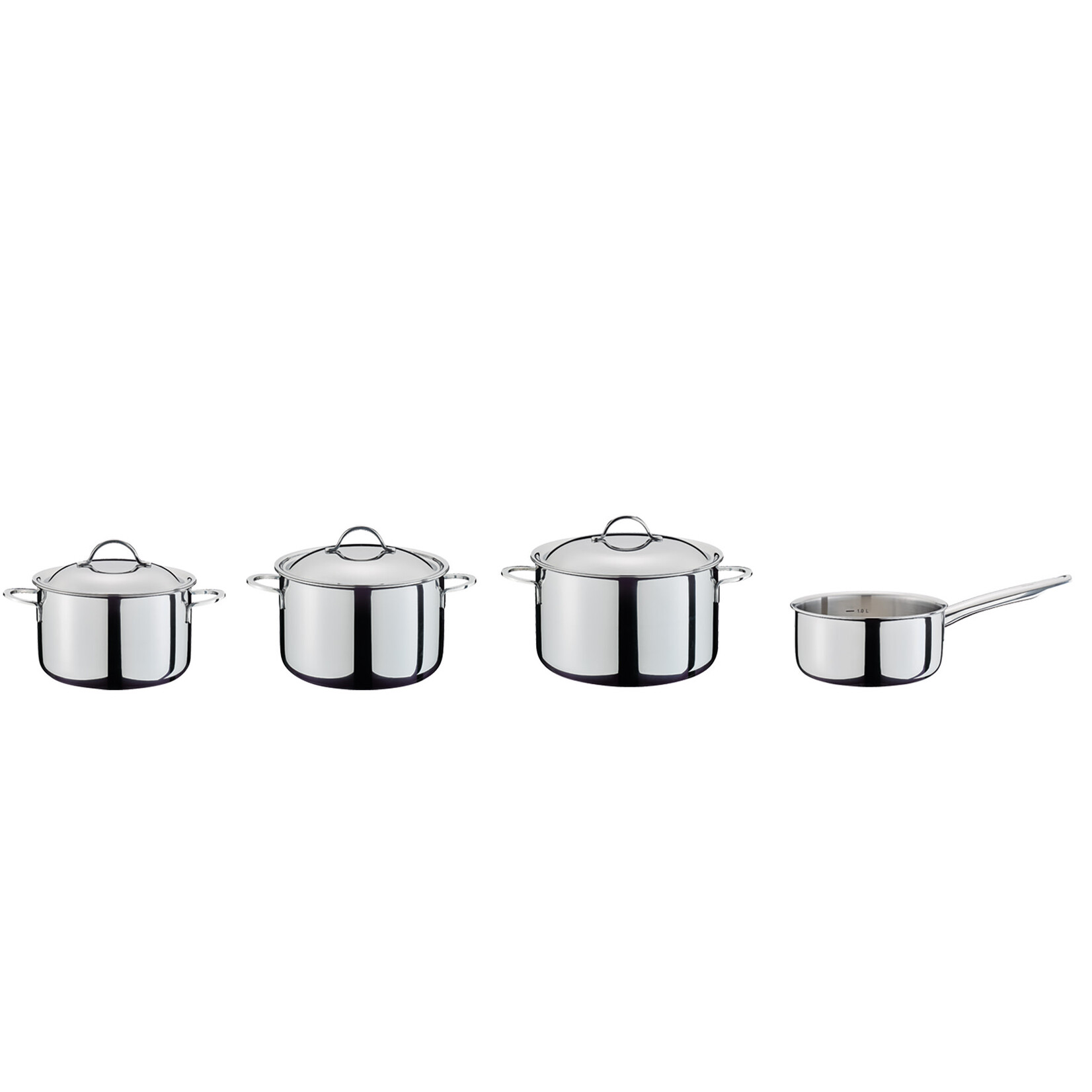 Spring Pannen en meer Spring Cristal 4 delige pannenset Spring Cristal kookpan 16, 18 & 20 hoog, steelpan 16 cm laag Spring 0286810604