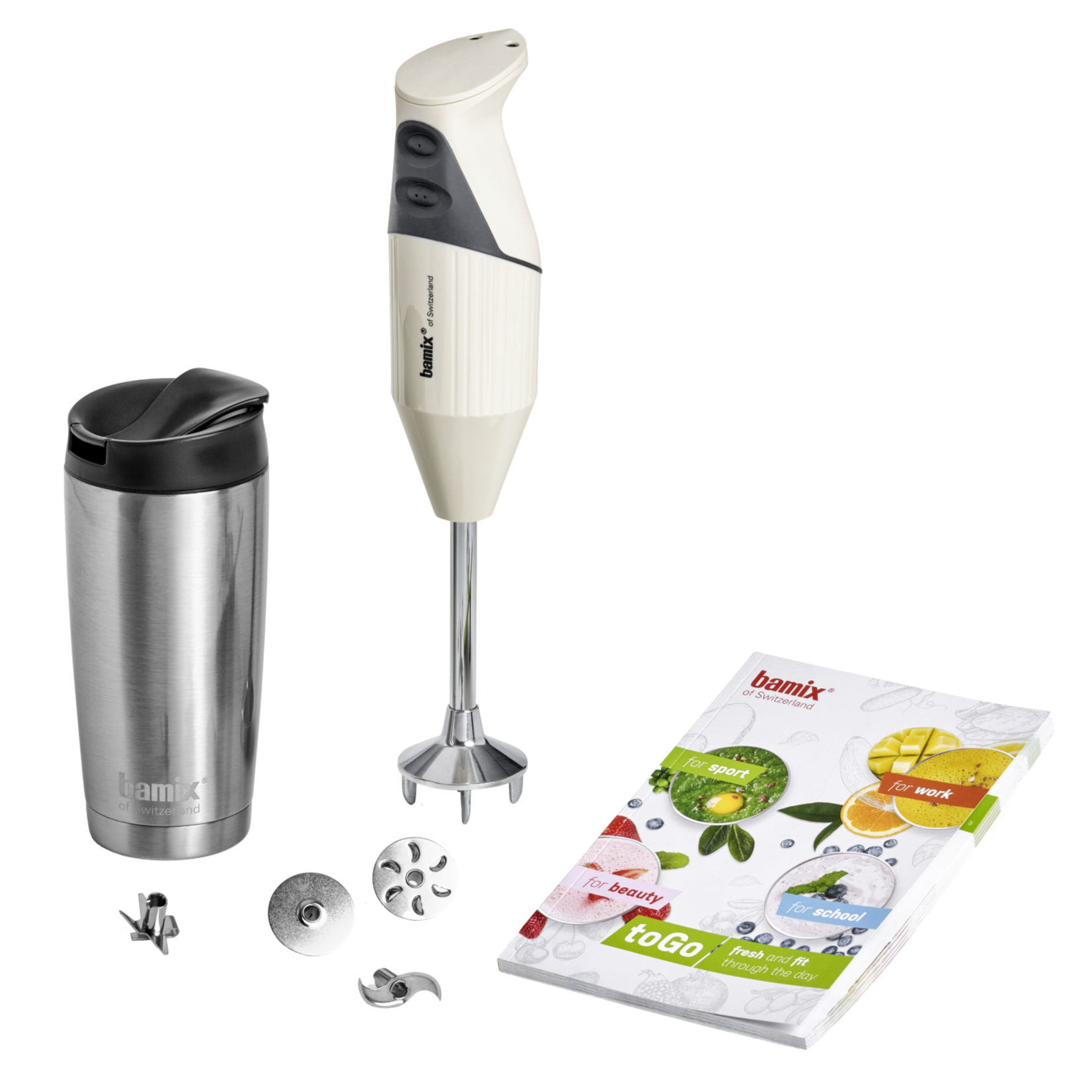 Bamix Bamix to go Cream 200 Watt Bamix met receptenboek, multimes, menger, vleesmes & klopper Bamix 1011102eu