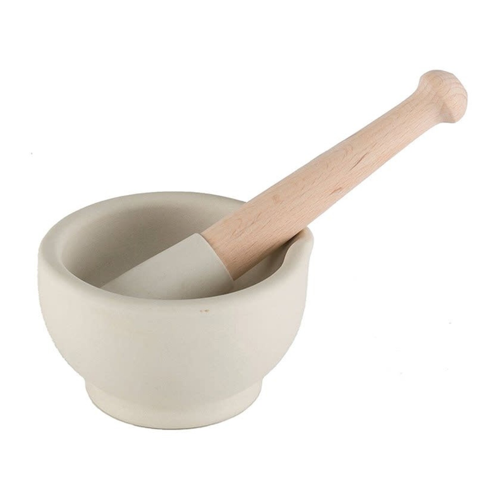Diverse Merken 13.5 cm 284 ml Vijzel met stamper Milton Brook porseleinen vijzel met stamper porselein en beukenhout S2