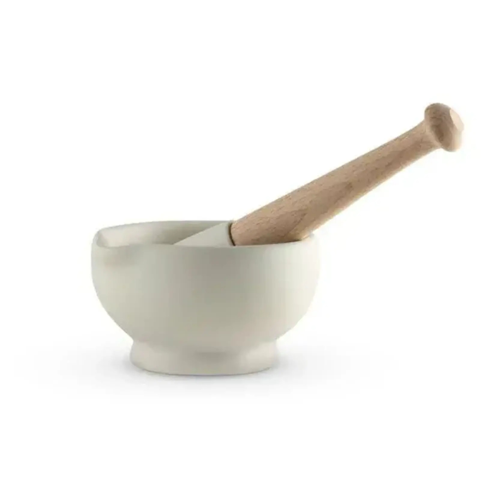 Diverse Merken 13.5 cm 284 ml Vijzel met stamper Milton Brook porseleinen vijzel met stamper porselein en beukenhout S2