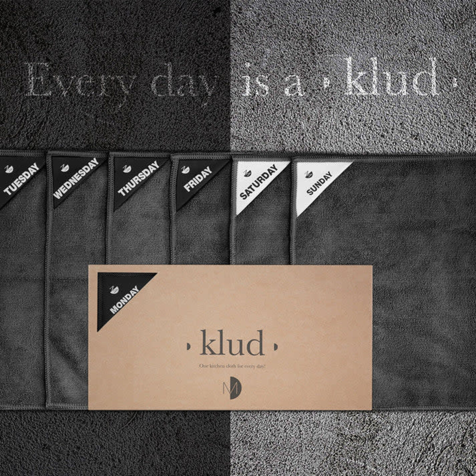 Klud zwart vaatdoekjes Klud zwart 7 vaatdoekjes 1 voor elke dag van de week KD-101