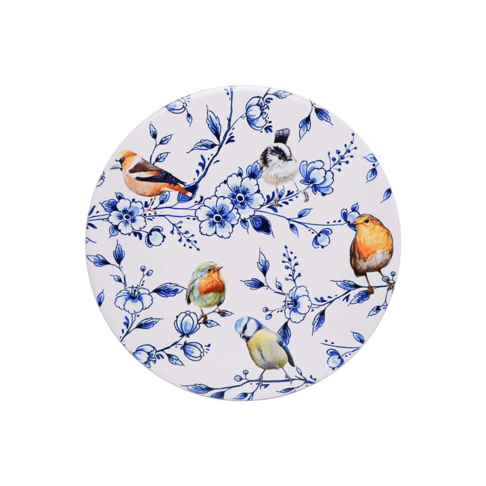 Heinen Delfts Blauw 18 cm pannenonderzetter Bosvogels met Bloesem Heinen Delfts Blauw D3208