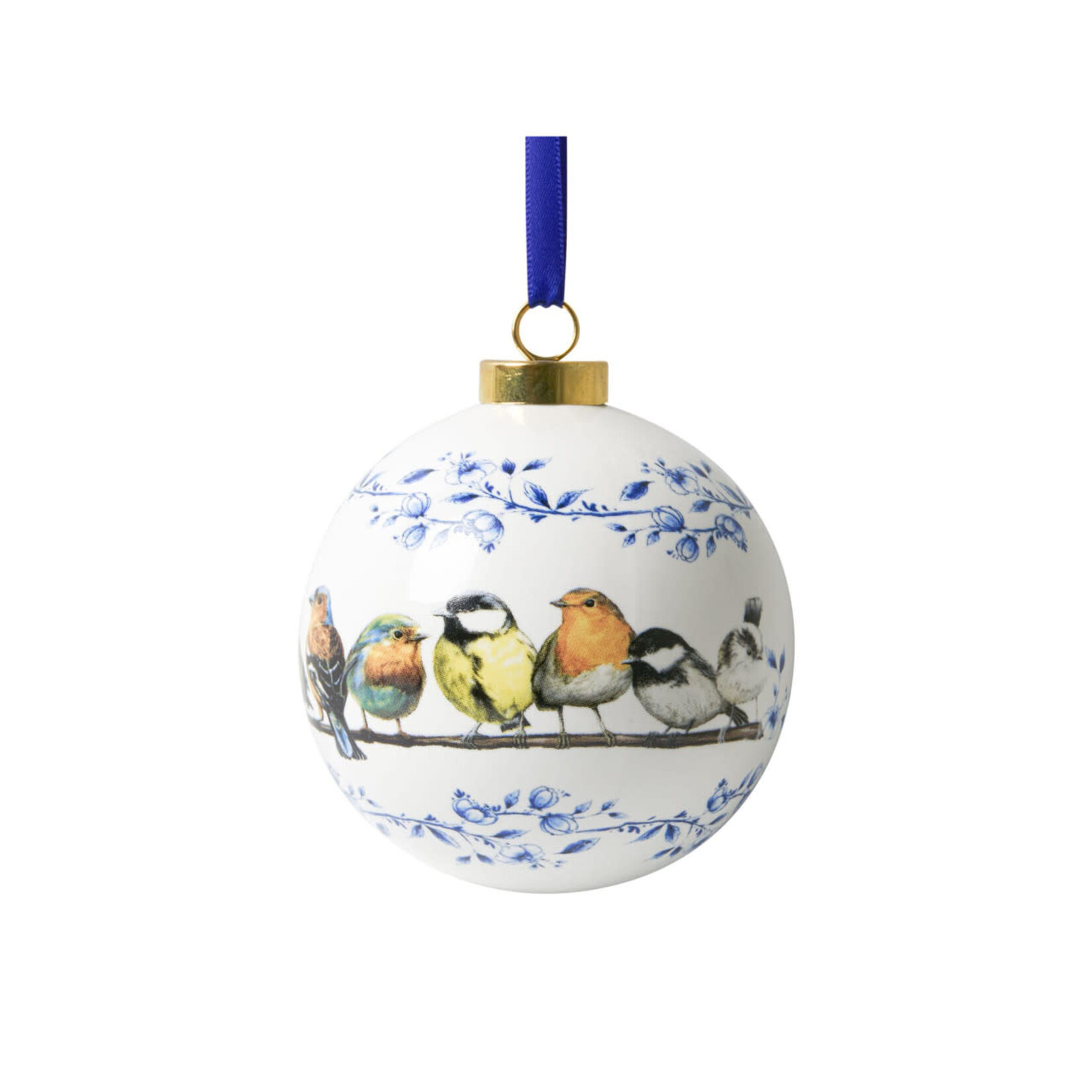 Heinen Delfts Blauw Heinen Delfts Blauw kerstbal bosvogels Heinen Delfts Blauw K10000