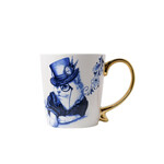 Heinen Delfts Blauw 300 ml mok Poes met hoed met gouden oor Heinen Delfts Blauw M335