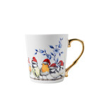 Heinen Delfts Blauw 300 ml mok Bosvogels kerst met gouden oor Heinen Delfts Blauw M340