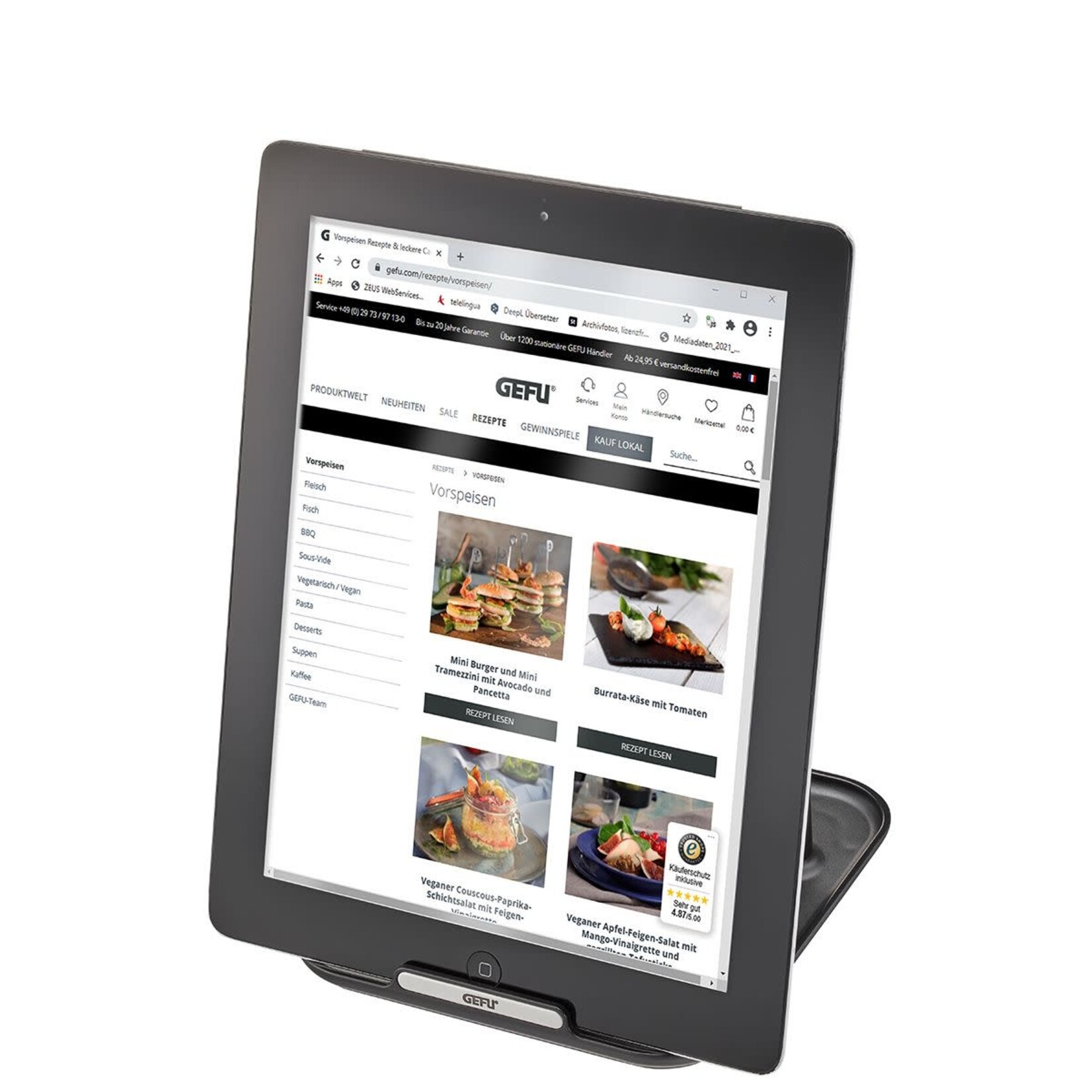 Gefu ipad & dekselhouder Gefu Caddy multi functionele deksels, snijplank, telefoon, ipad houder Gefu 29253
