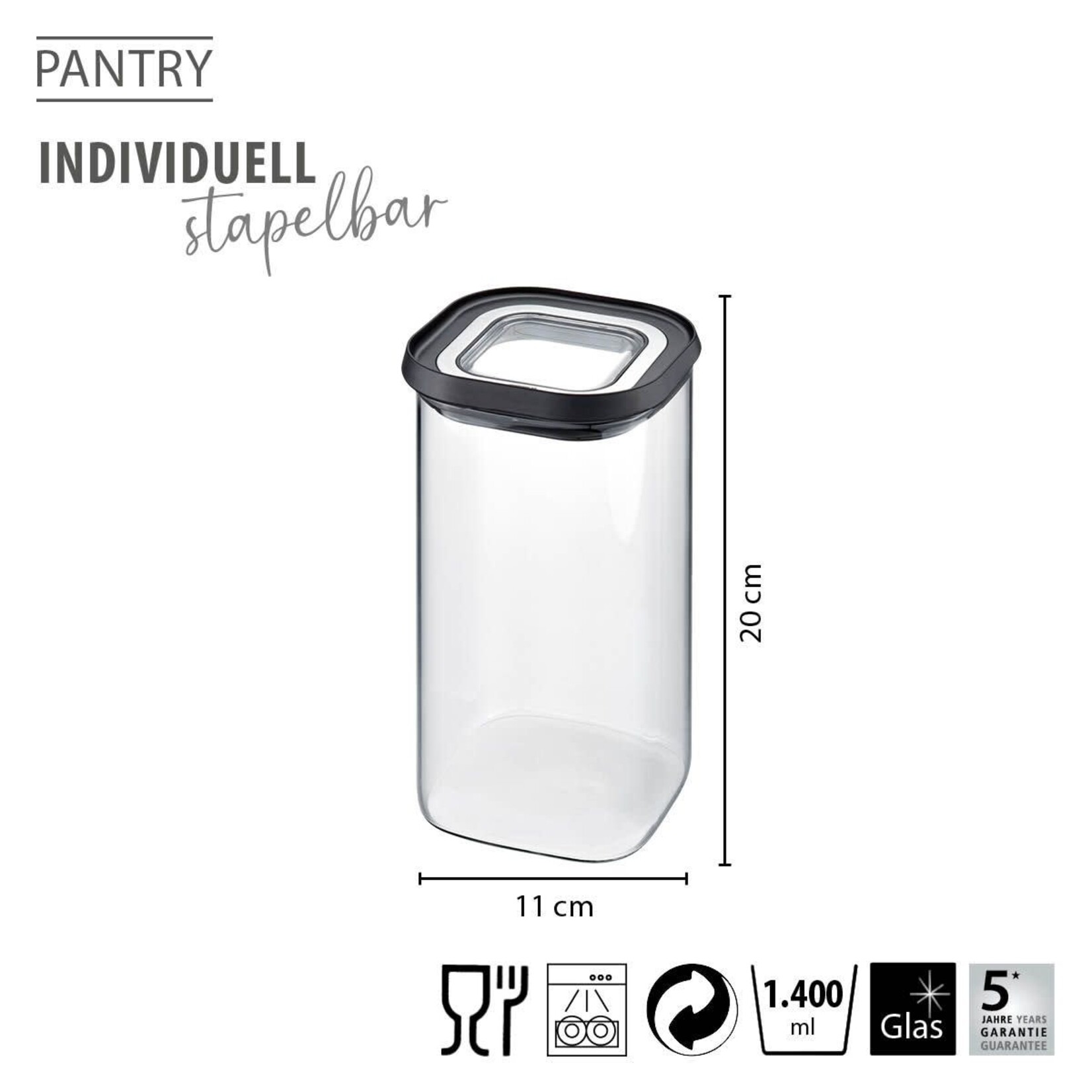 Gefu 1400 ml glazen voorraadpot Gefu Pantry voorraad pot 1400 ml Gefu 12803