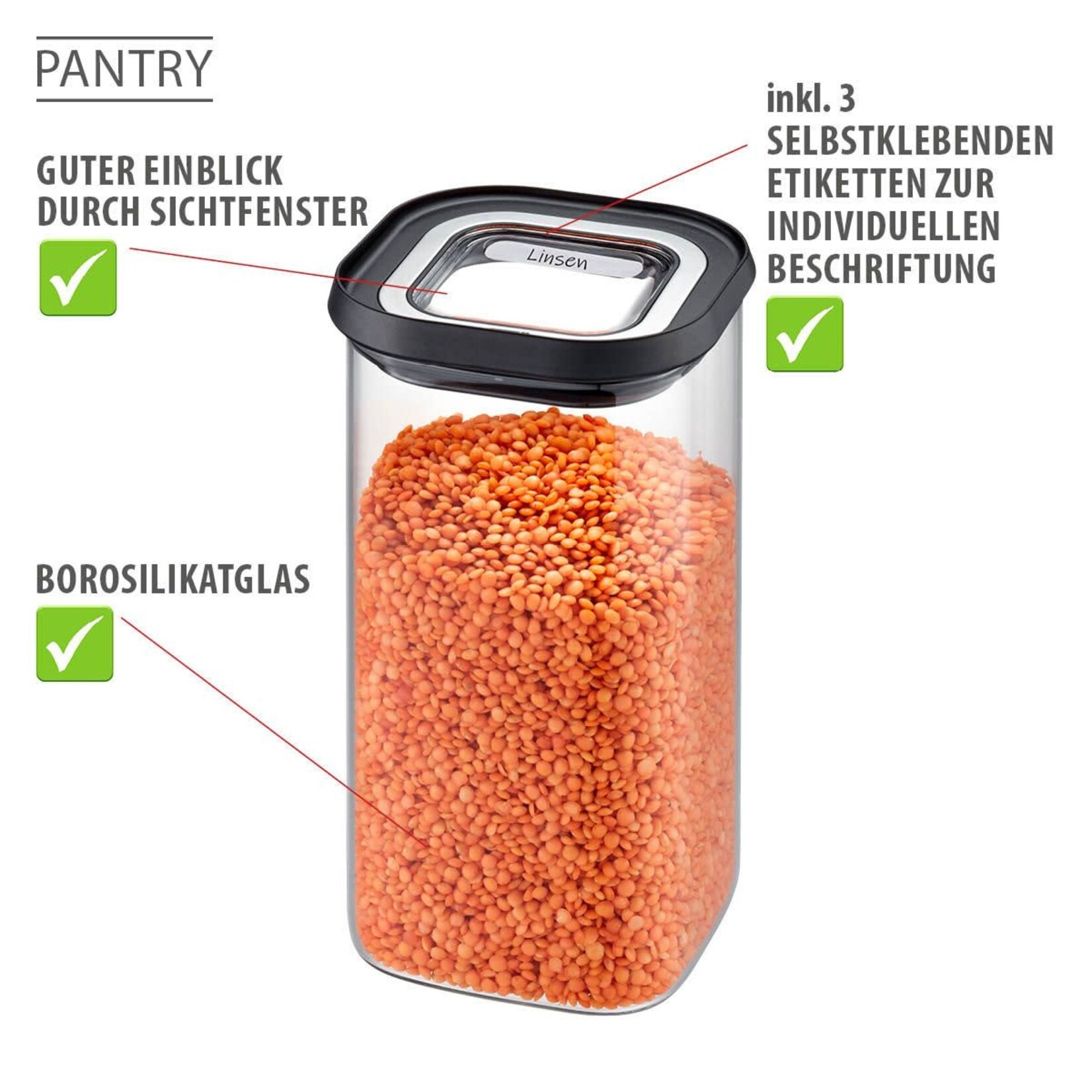 Gefu 1400 ml glazen voorraadpot Gefu Pantry voorraad pot 1400 ml Gefu 12803