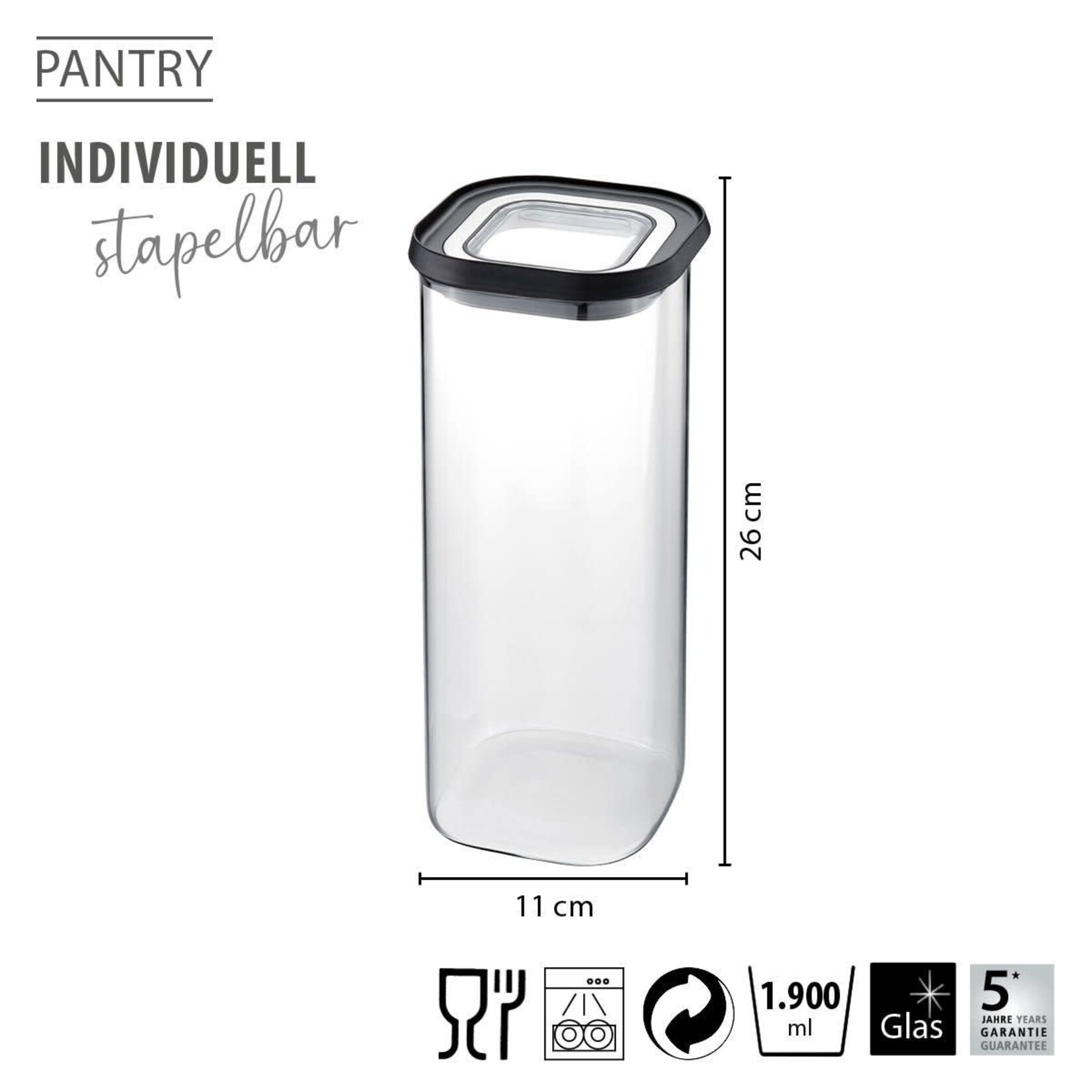 Gefu 1900 ml glazen voorraadpot Gefu Pantry voorraad pot 1900 ml Gefu 12804