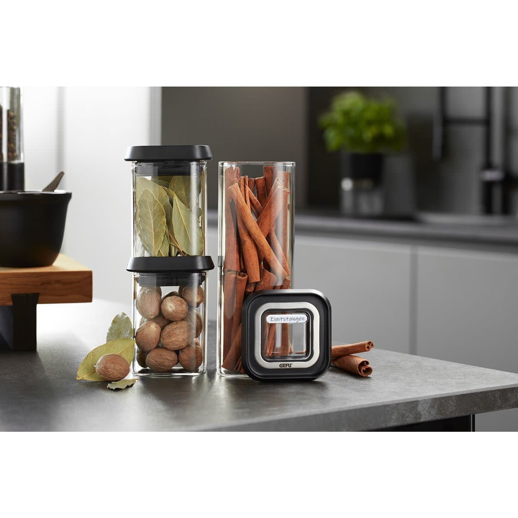 Gefu 3 delige set 2x 180 1x 400 ml glazen voorraadpotjes Gefu Pantry mini voorraadpotjes set Gefu 12811