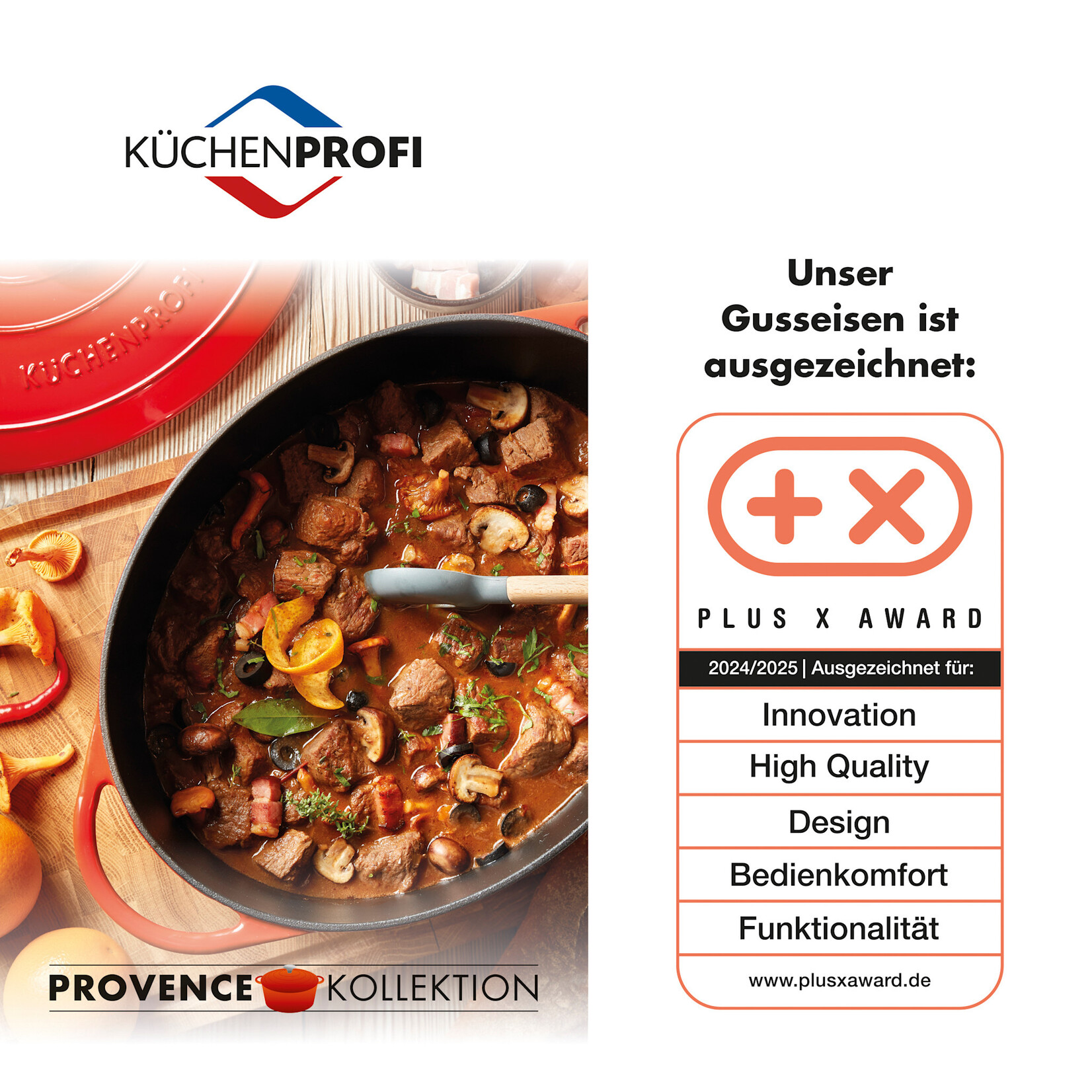 Kuchenprofi 30 cm gietijzeren wok met glasdeksel Kuchenprofi wok gietijzer met deksel Kuchenprofi 0415001030