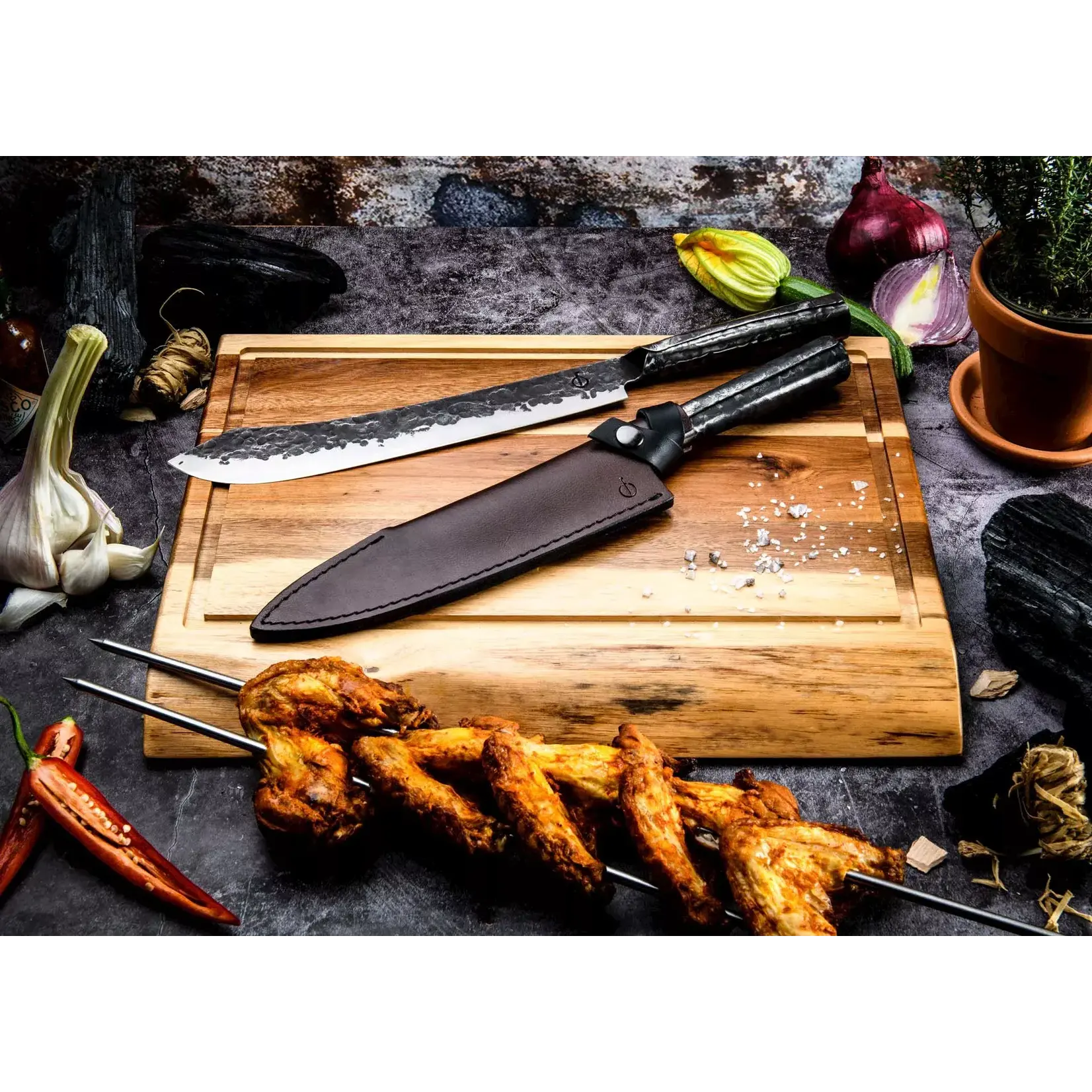 Forged mesbeschermer Forged lederen hoes voor slagers mes Forged 8720039621077 Leer1Butcher