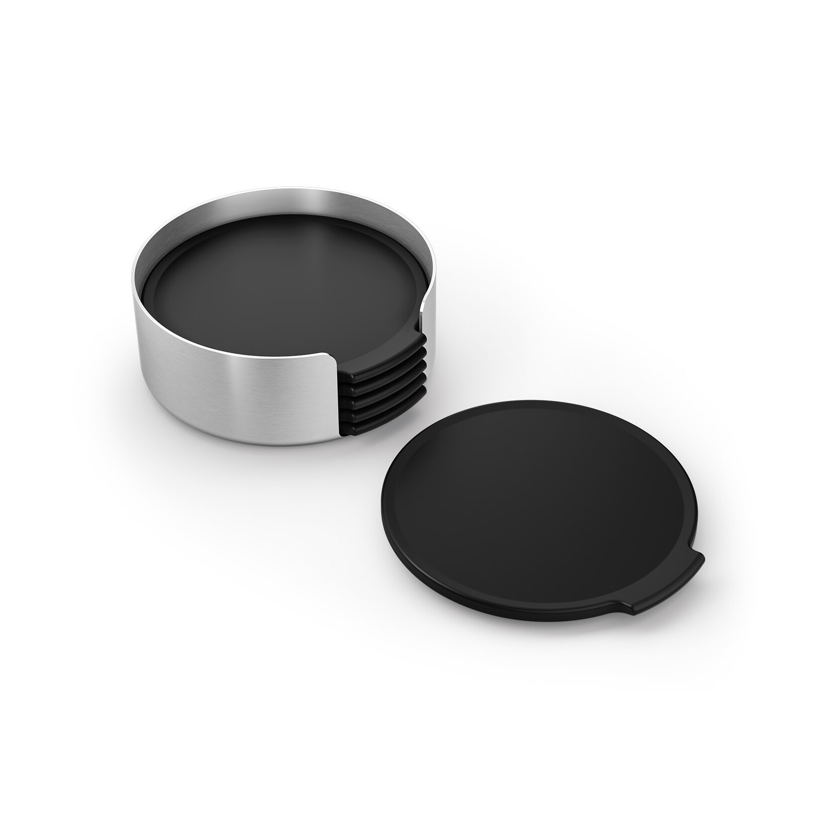 Zack Zack rvs houder met 6 onderzetters Zack Norta 6 glas onderzetters in houder Zack 20372