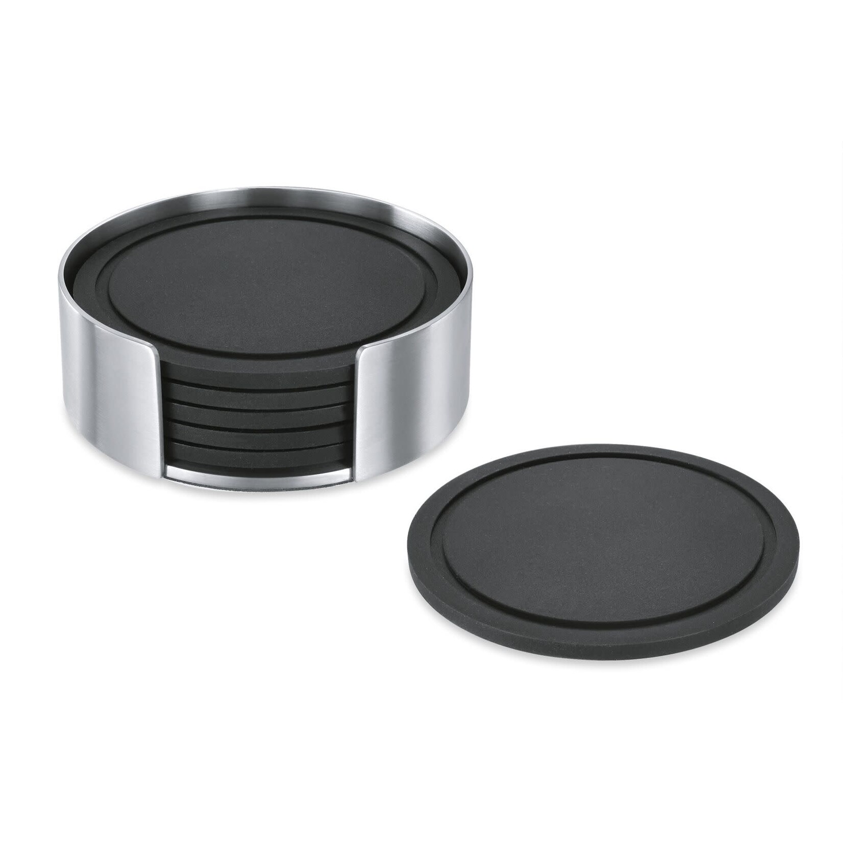 Zack Zack rvs houder met 6 onderzetters Zack Vetro 6 glas onderzetters in houder Zack 20384
