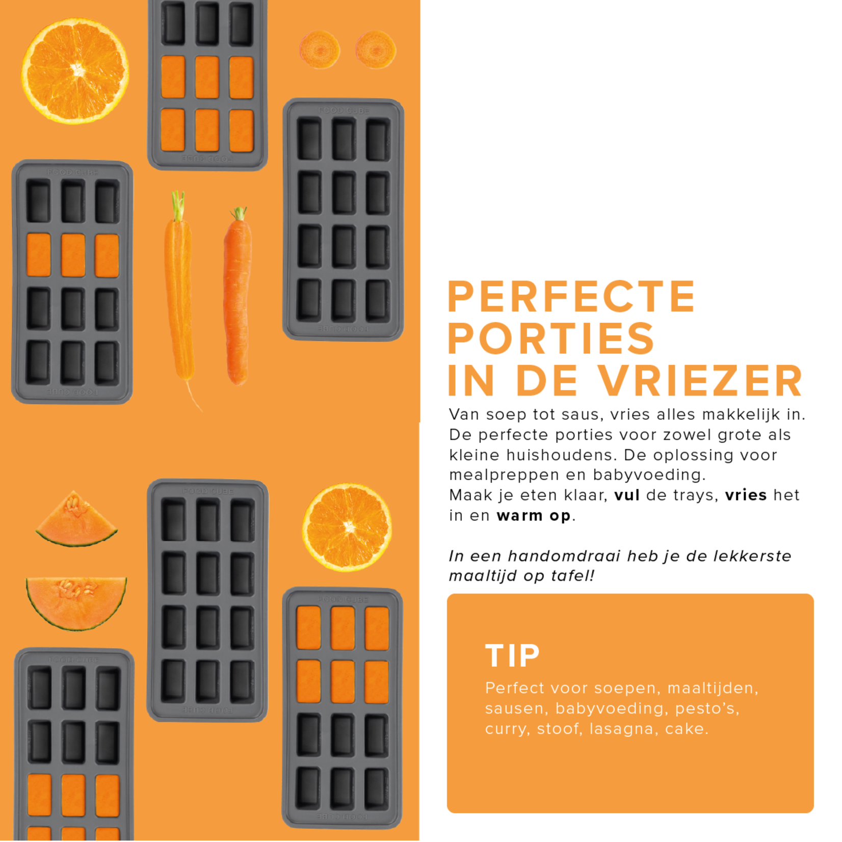 Diverse Merken 12 x 30 ml food save Food Cube the Original Siliconen vorm 240°C BPAfree 663030