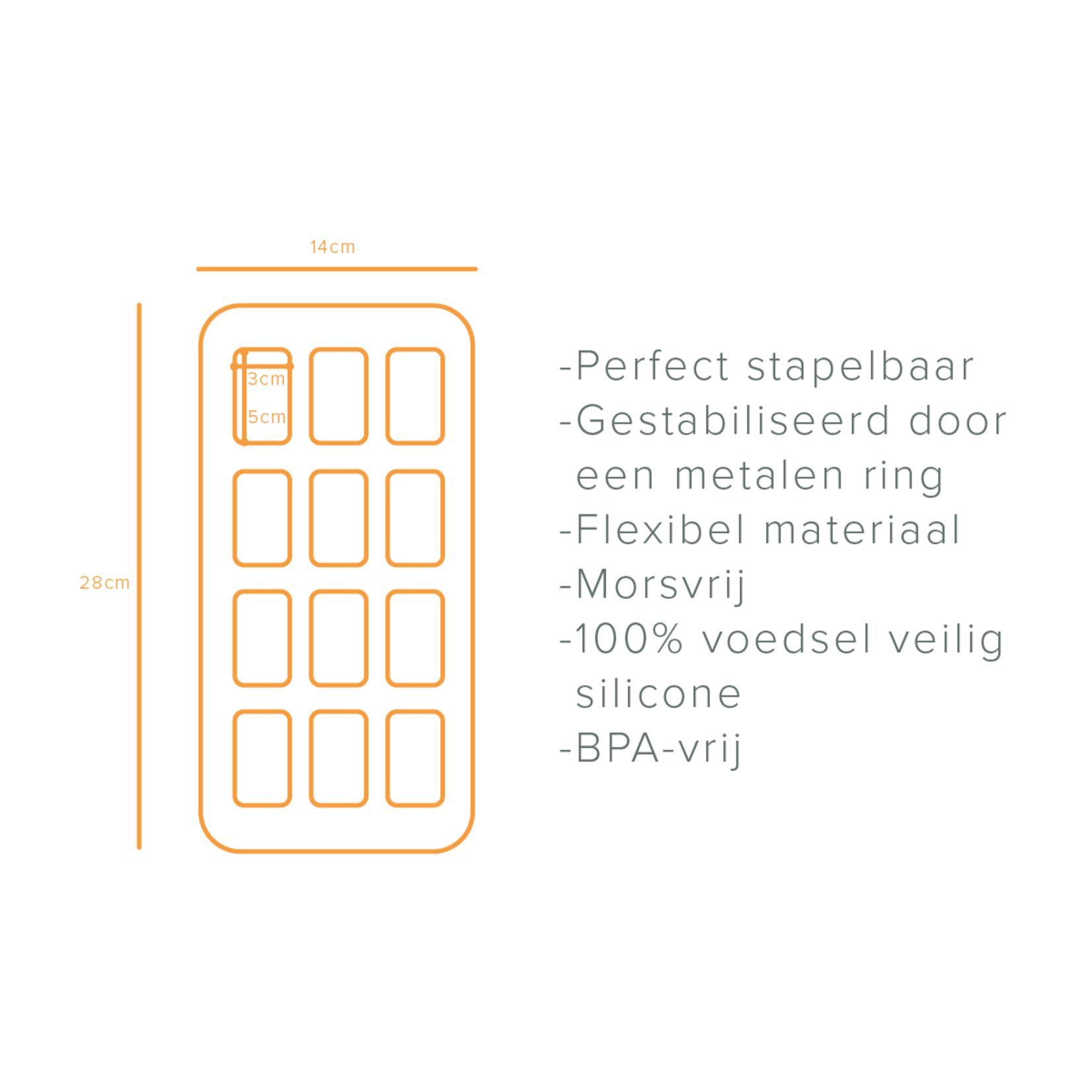 Diverse Merken 12 x 30 ml food save Food Cube the Original Siliconen vorm 240°C BPAfree 663030
