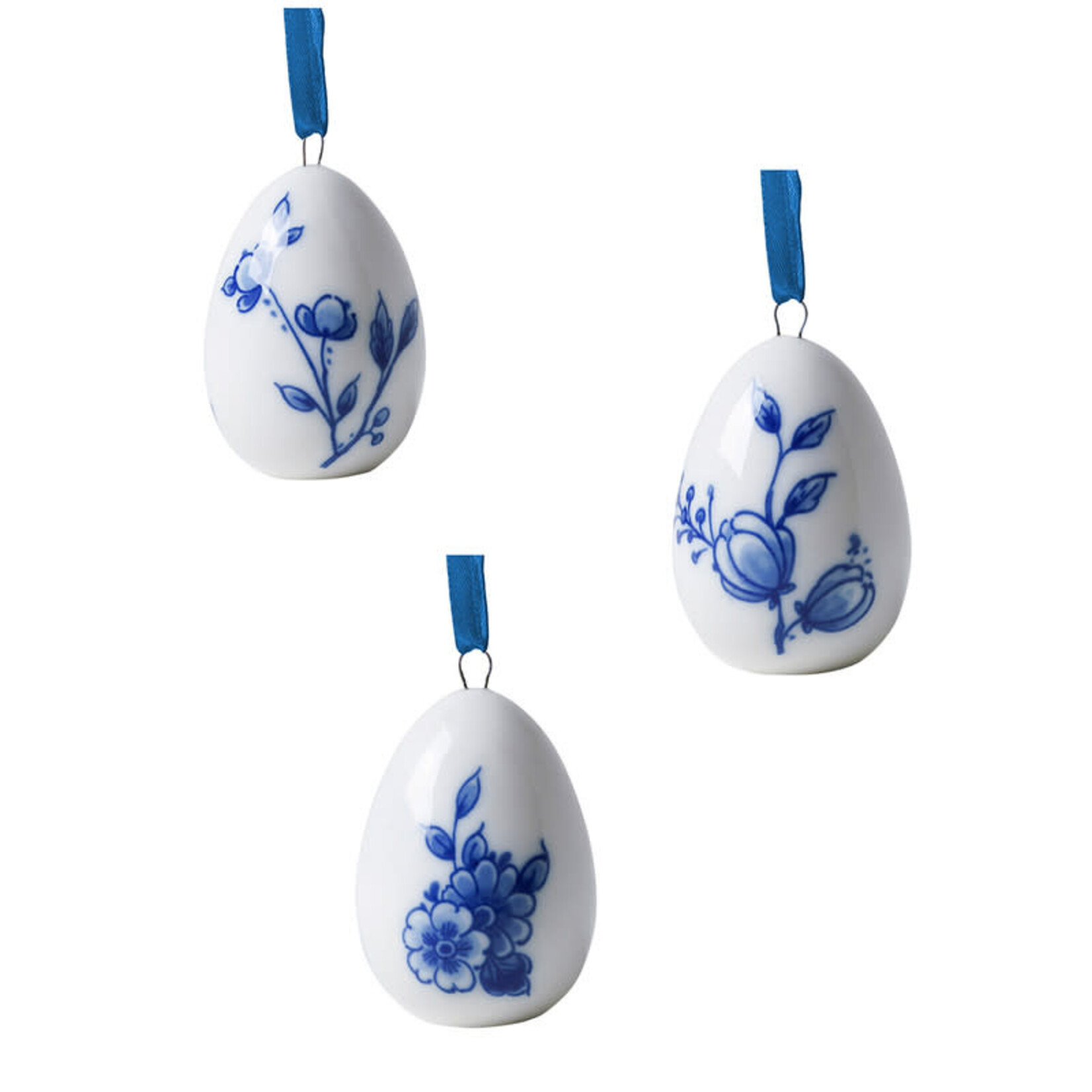 Heinen Delfts Blauw 6 cm Heinen Delfts blauw paashanger eieren set van 3 Heinen Delfts Blauw EA0003