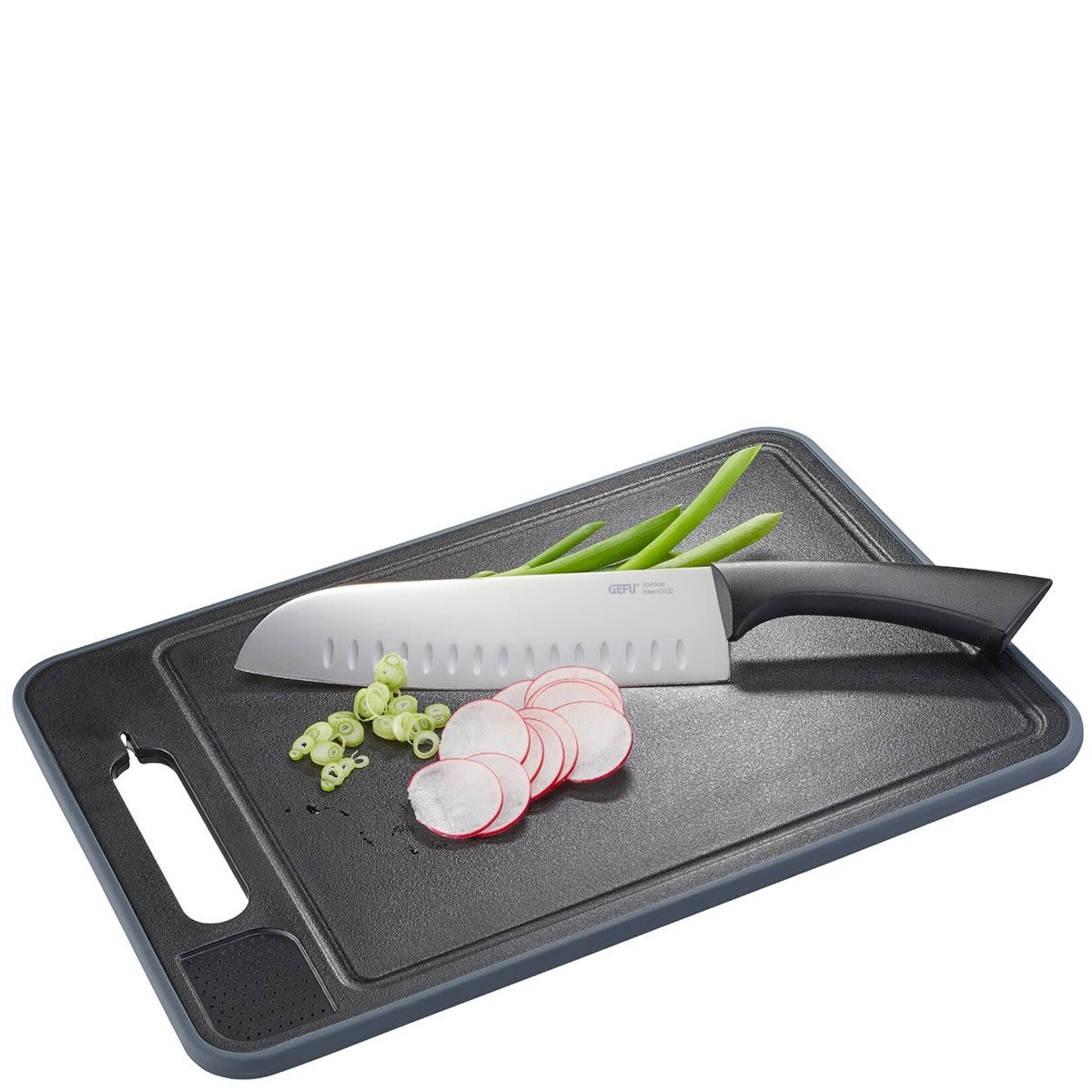 Gefu Gefu snijplank met ingebouwde messenslijper en knoflook rasp en ontdooi plank Gefu Cut pro Gefu 13991