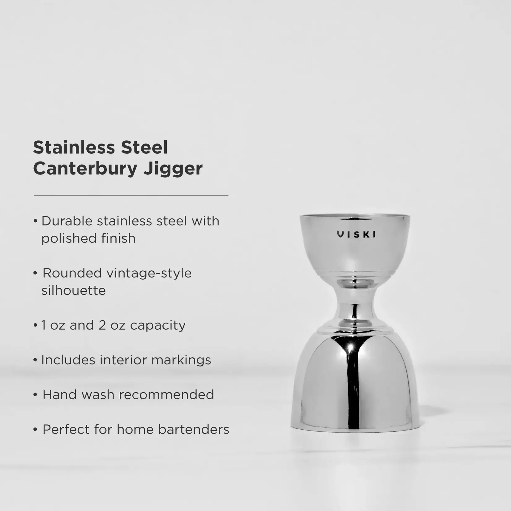 Viski 30 + 60 ml Canterbury jigger Viski jigger rvs barmaatje Viski 5276