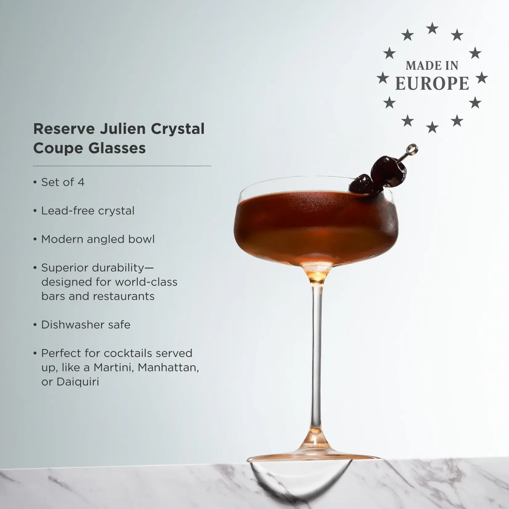 Viski Viski Reserve Julien Crystal Coupe Set of 4 Viski Champagne en cocktail coupe set-4 Viski