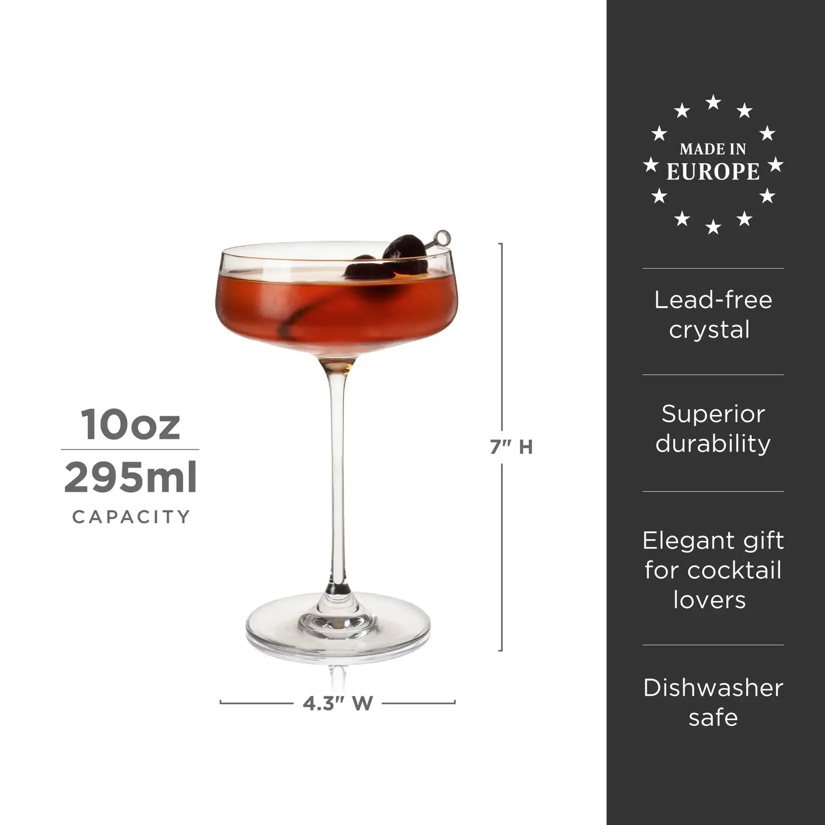 Viski Viski Reserve Julien Crystal Coupe Set of 4 Viski Champagne en cocktail coupe set-4 Viski
