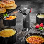 Gefu 4 zwarte ramekins & Kitchen torch, koksbrander Gefu Zuca Flambeerbrander set Gefu 35361