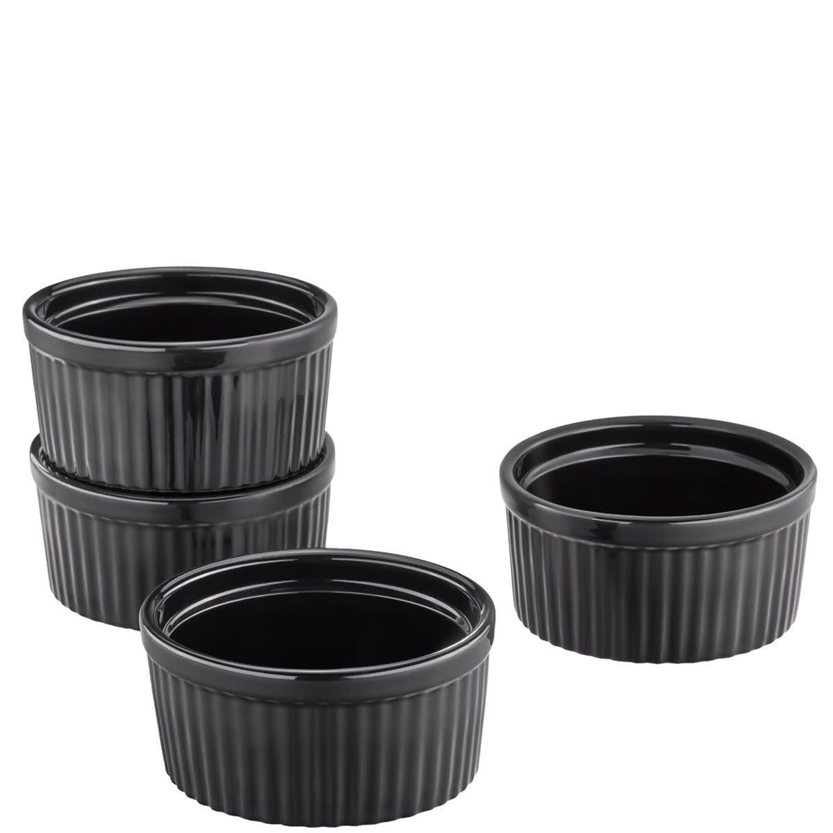 Gefu 4 zwarte ramekins & Kitchen torch, koksbrander Gefu Zuca Flambeerbrander set Gefu 35361