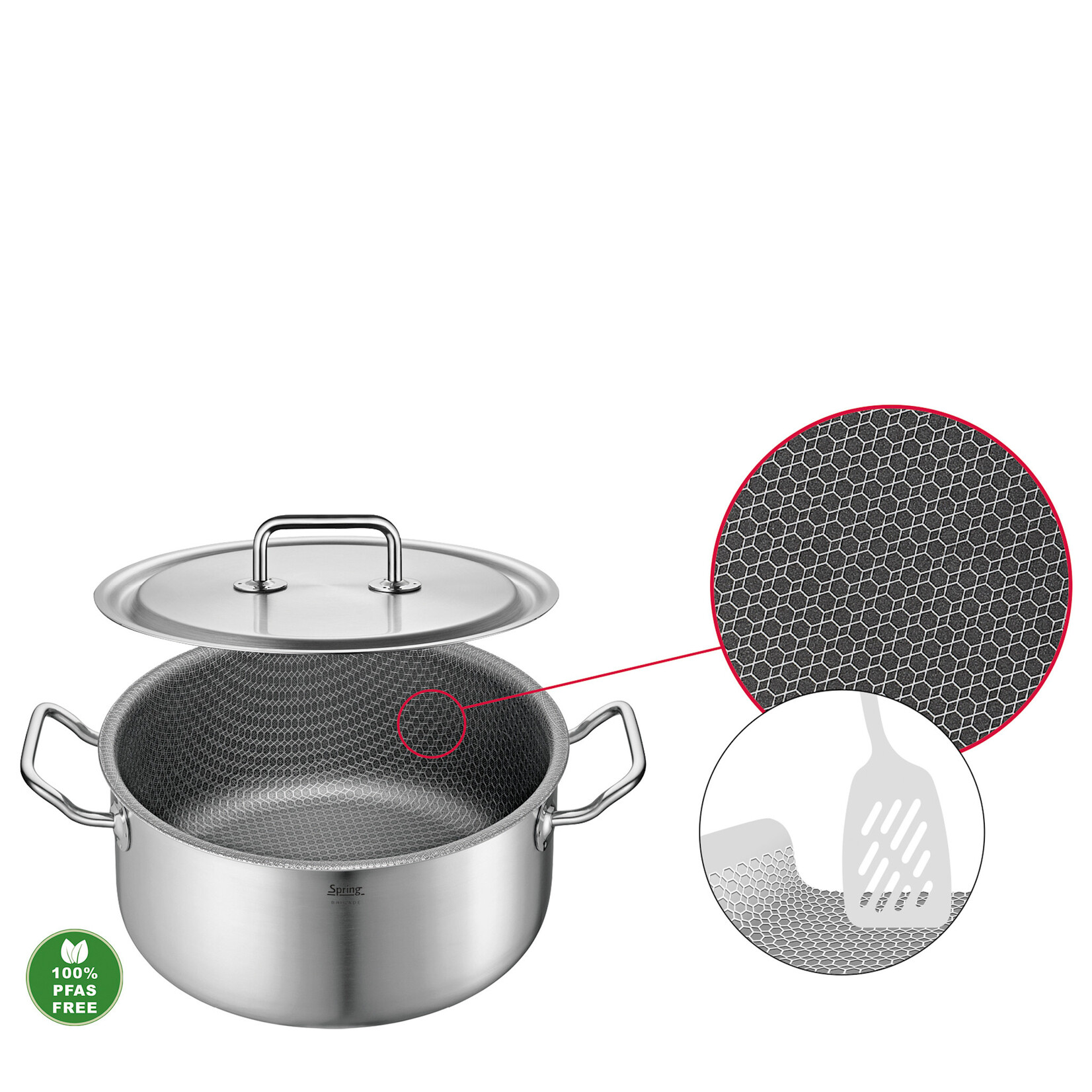 Spring Pannen en meer 24 cm 4.7 liter Braadpan Spring Brigade Premium Cut Resist Pure Braadpan 24 cm 10 cm hoog Spring 0415400624