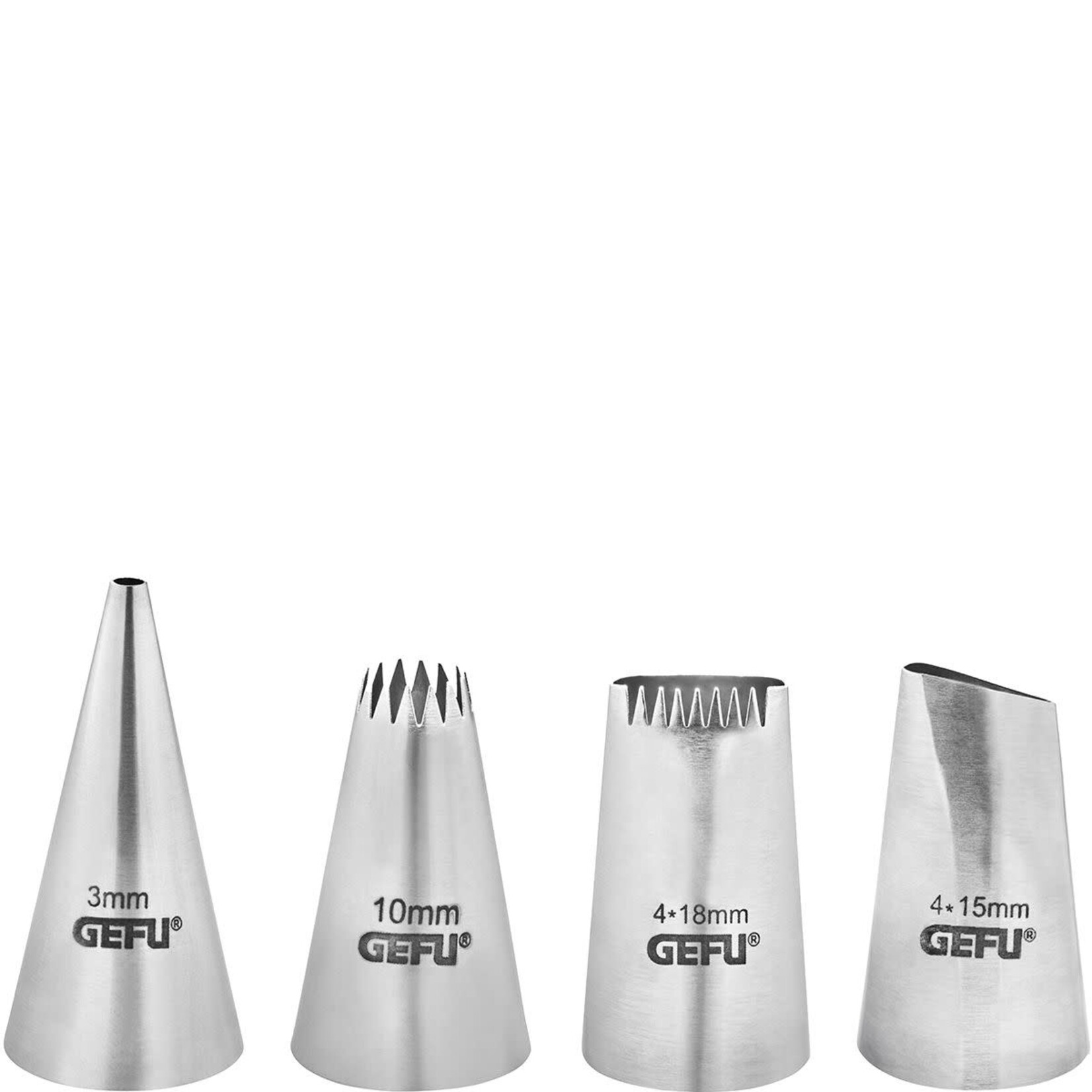 Gefu set-4 rvs spuitmondjes Gefu Decore spuitmondjes voor spuitzak set-4  rvs Gefu 14332