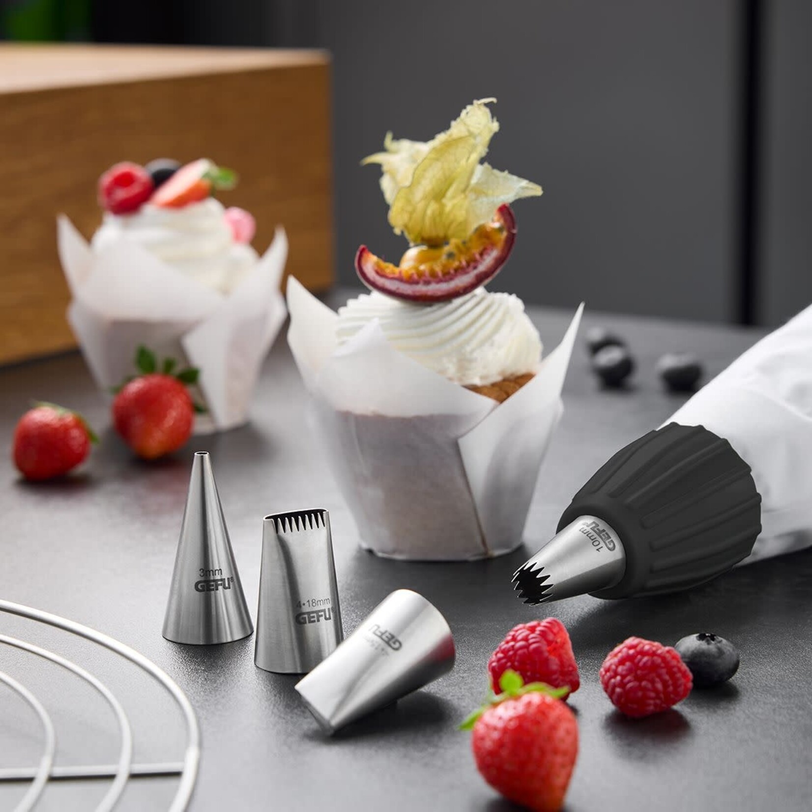Gefu set-4 rvs spuitmondjes Gefu Decore spuitmondjes voor spuitzak set-4  rvs Gefu 14332