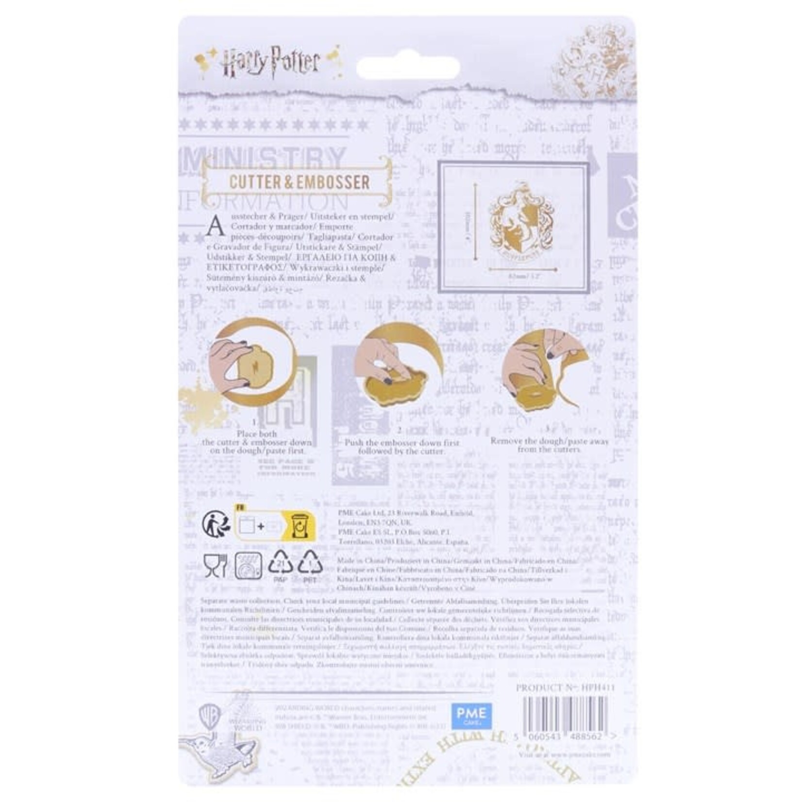 PME Cake Harry Potter Hufflepuff Crest koek uitsteekvorm taart versiering Harry Potter PME Cake HPH411