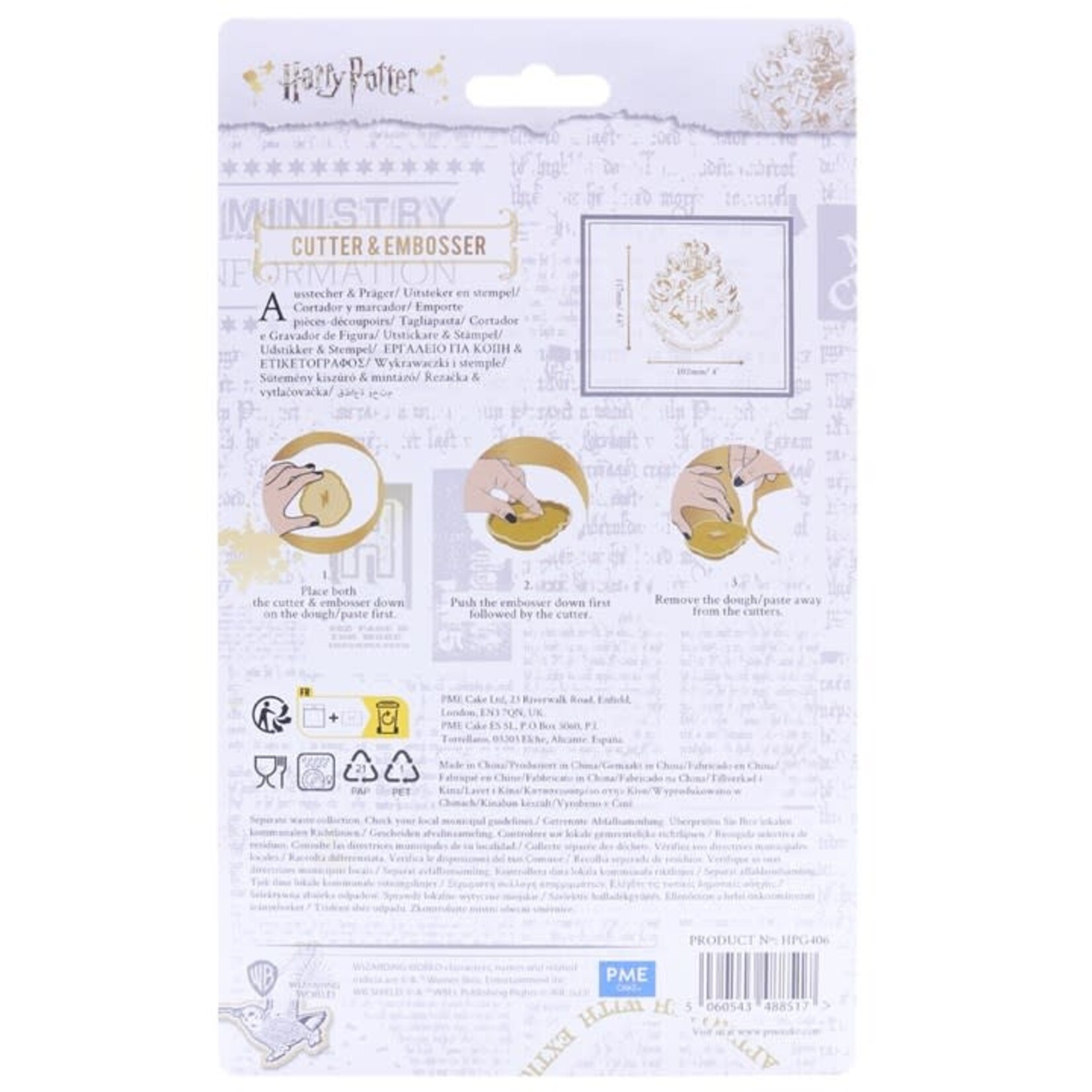 PME Cake Harry Potter Hogwarts Crest koek uitsteekvorm taart versiering Harry Potter PME Cake HPG406