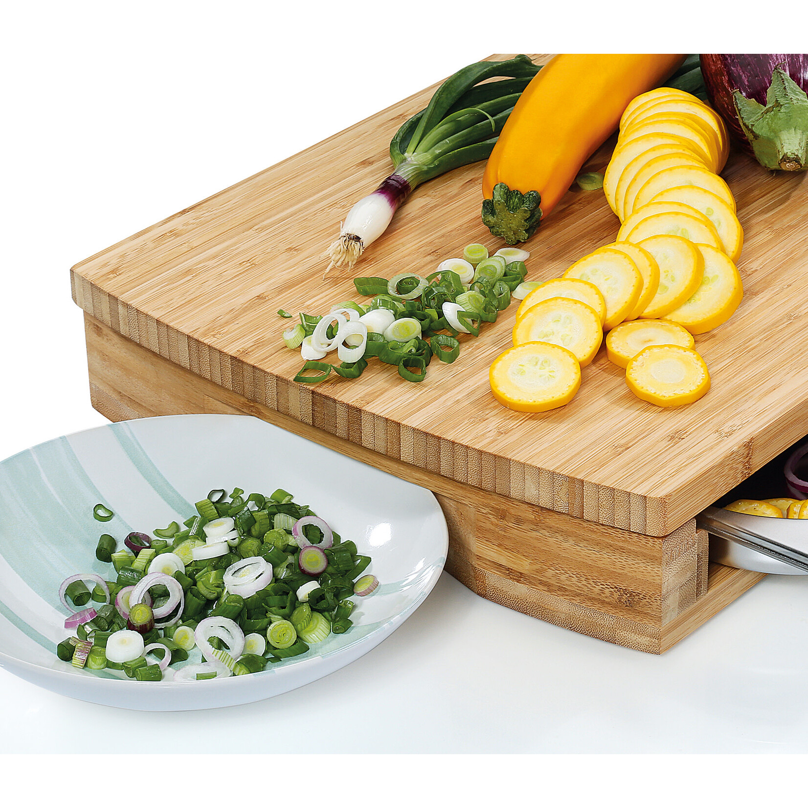 Zassenhaus 46 × 35 × 8 cm Bamboe snijplank met rvs opvangschaal 2/3 gastronorm Zassenhaus 054323