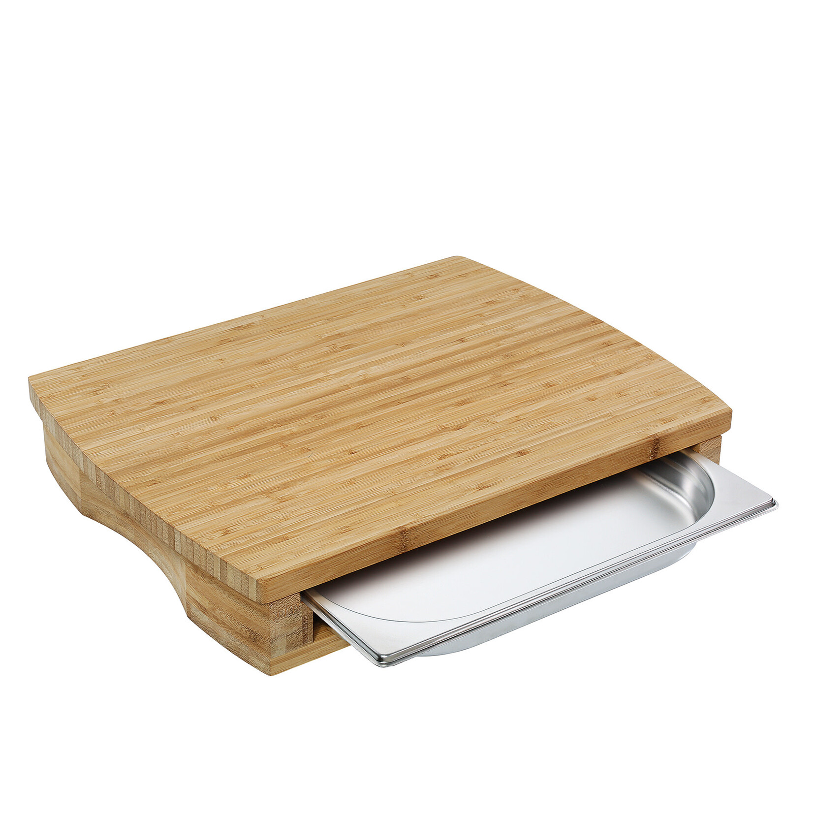 Zassenhaus 46 × 35 × 8 cm Bamboe snijplank met rvs opvangschaal 2/3 gastronorm Zassenhaus 054323