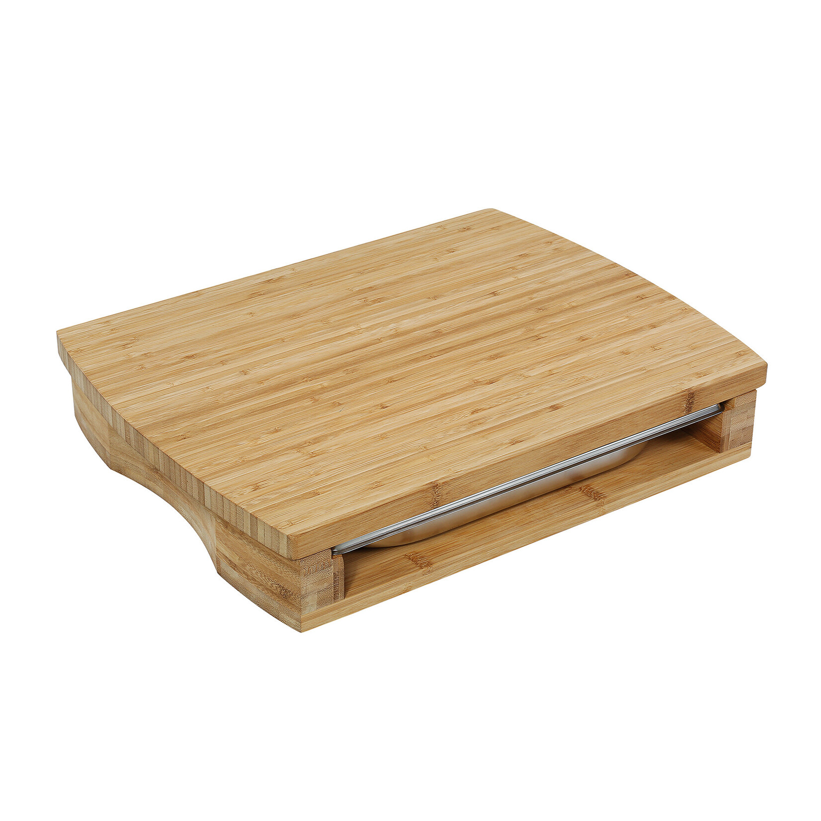 Zassenhaus 46 × 35 × 8 cm Bamboe snijplank met rvs opvangschaal 2/3 gastronorm Zassenhaus 054323