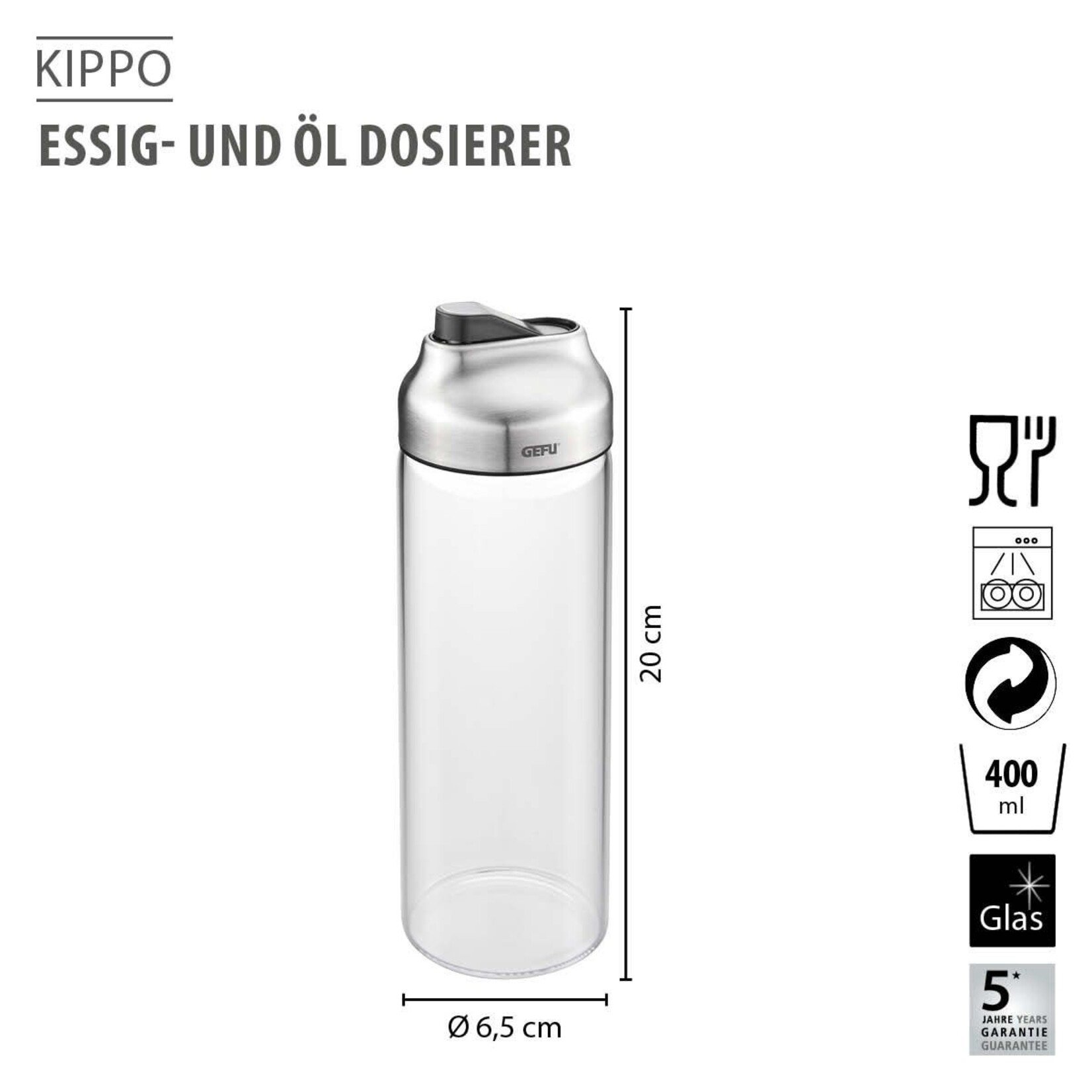 Gefu Gefu Kippo glazen olie of azijn dispenser keuken Gefu Kippo glas oliefles met schenker Gefu 33732